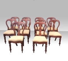 Set Of Ten 10 Antique Mahogany Dining Chairs