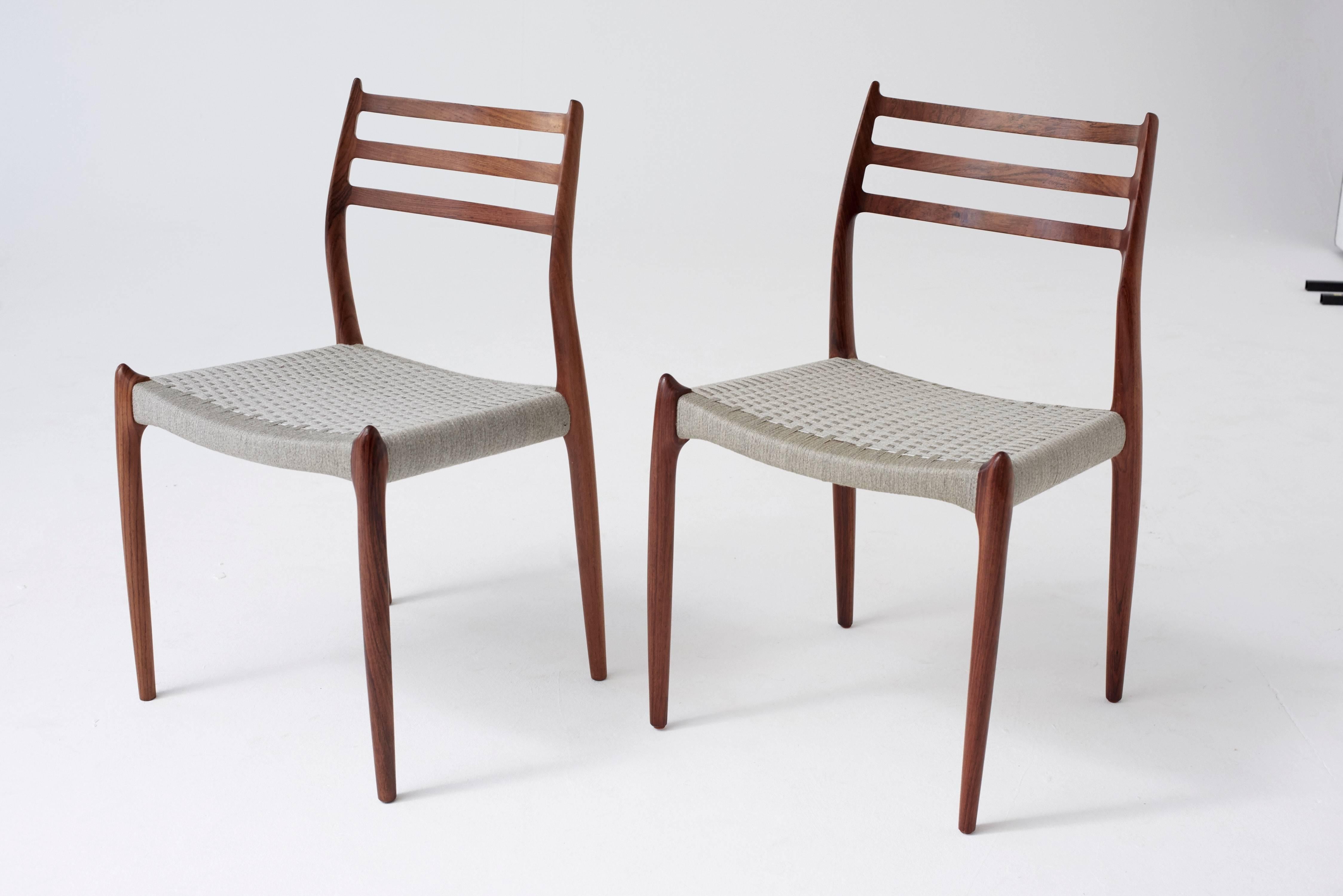 Set of Eight (8) Model 78 Rosewood Chairs by Niels O. Møller, Denmark, 1960s 4