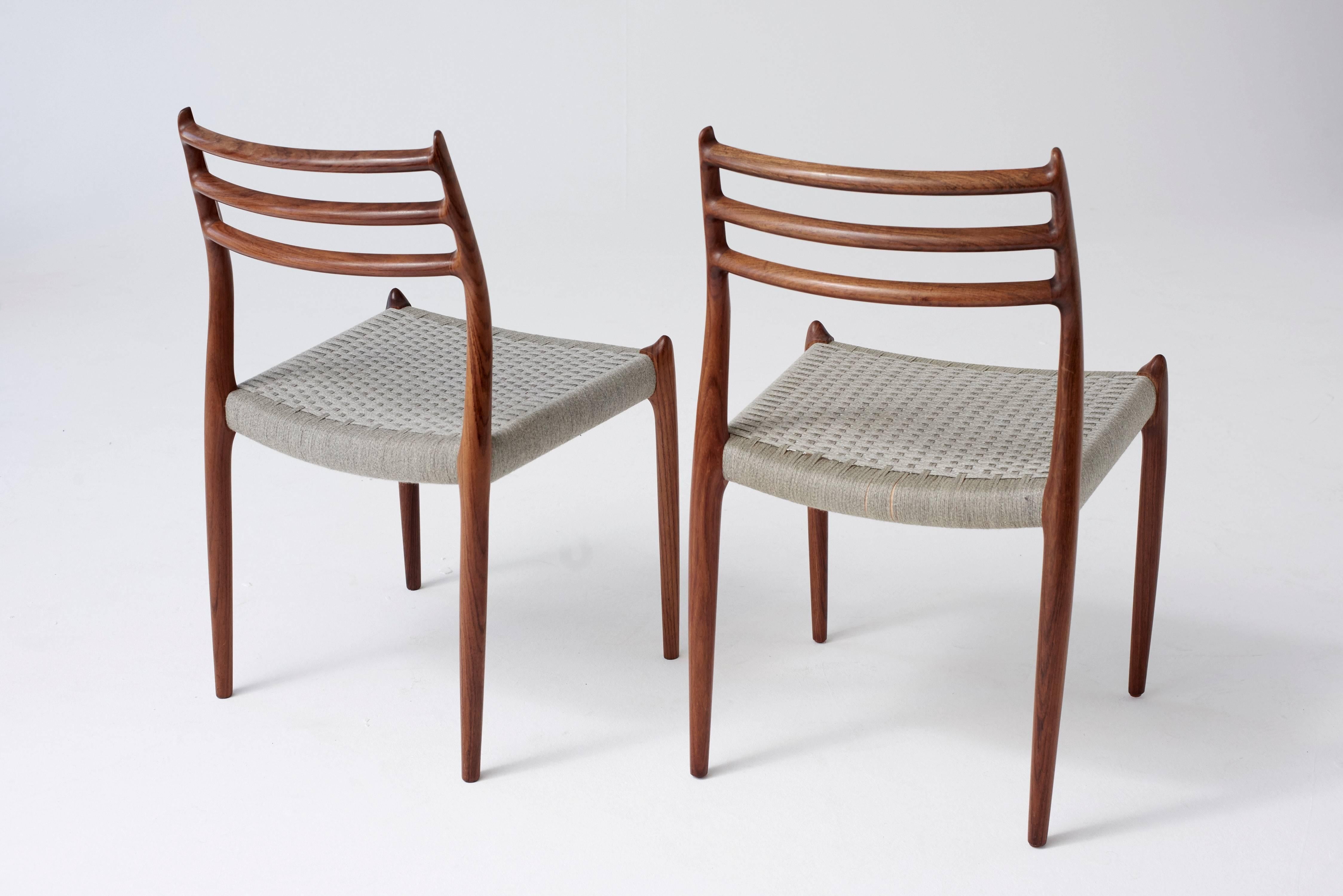 Set of Eight (8) Model 78 Rosewood Chairs by Niels O. Møller, Denmark, 1960s 5
