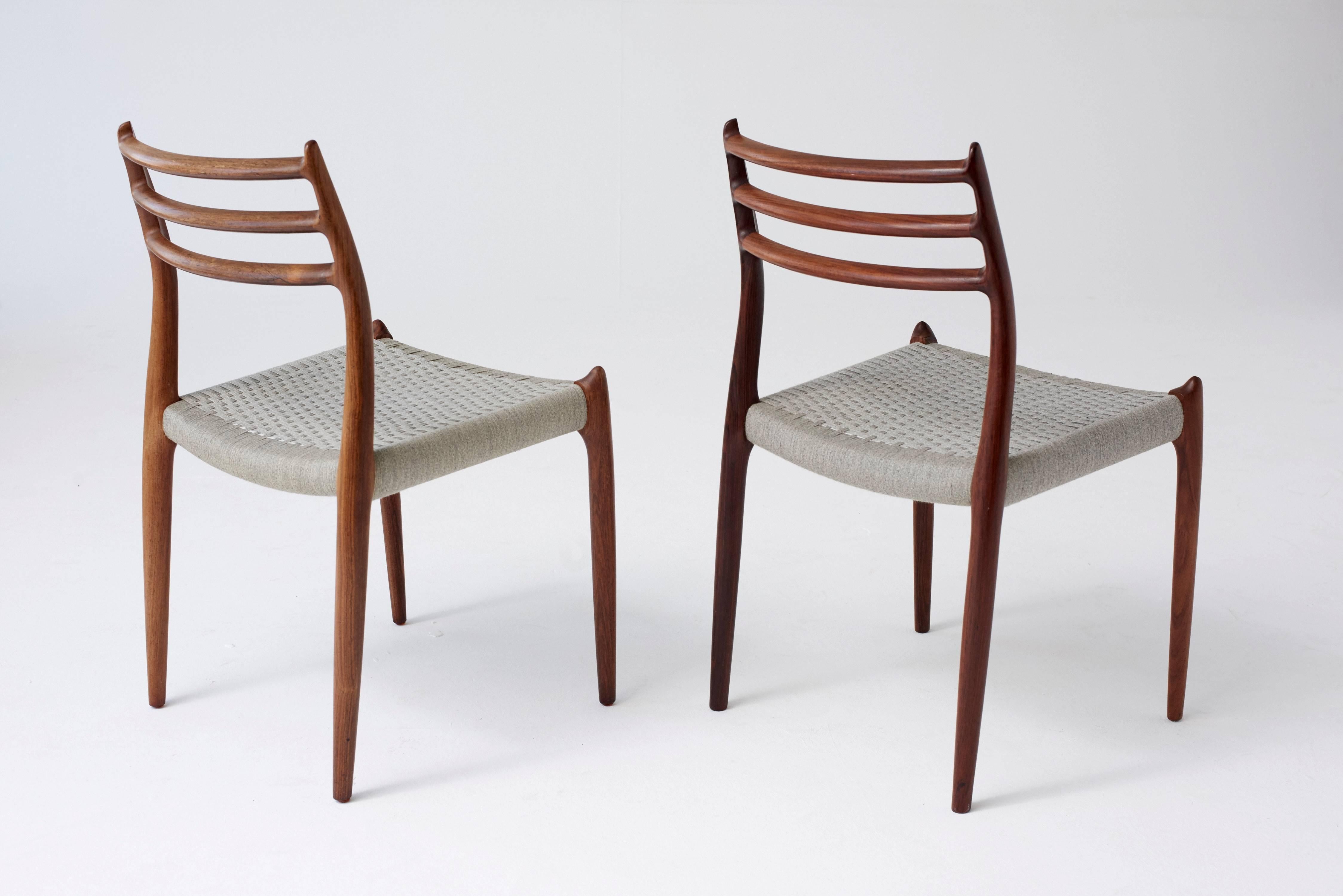 Set of Eight (8) Model 78 Rosewood Chairs by Niels O. Møller, Denmark, 1960s 6