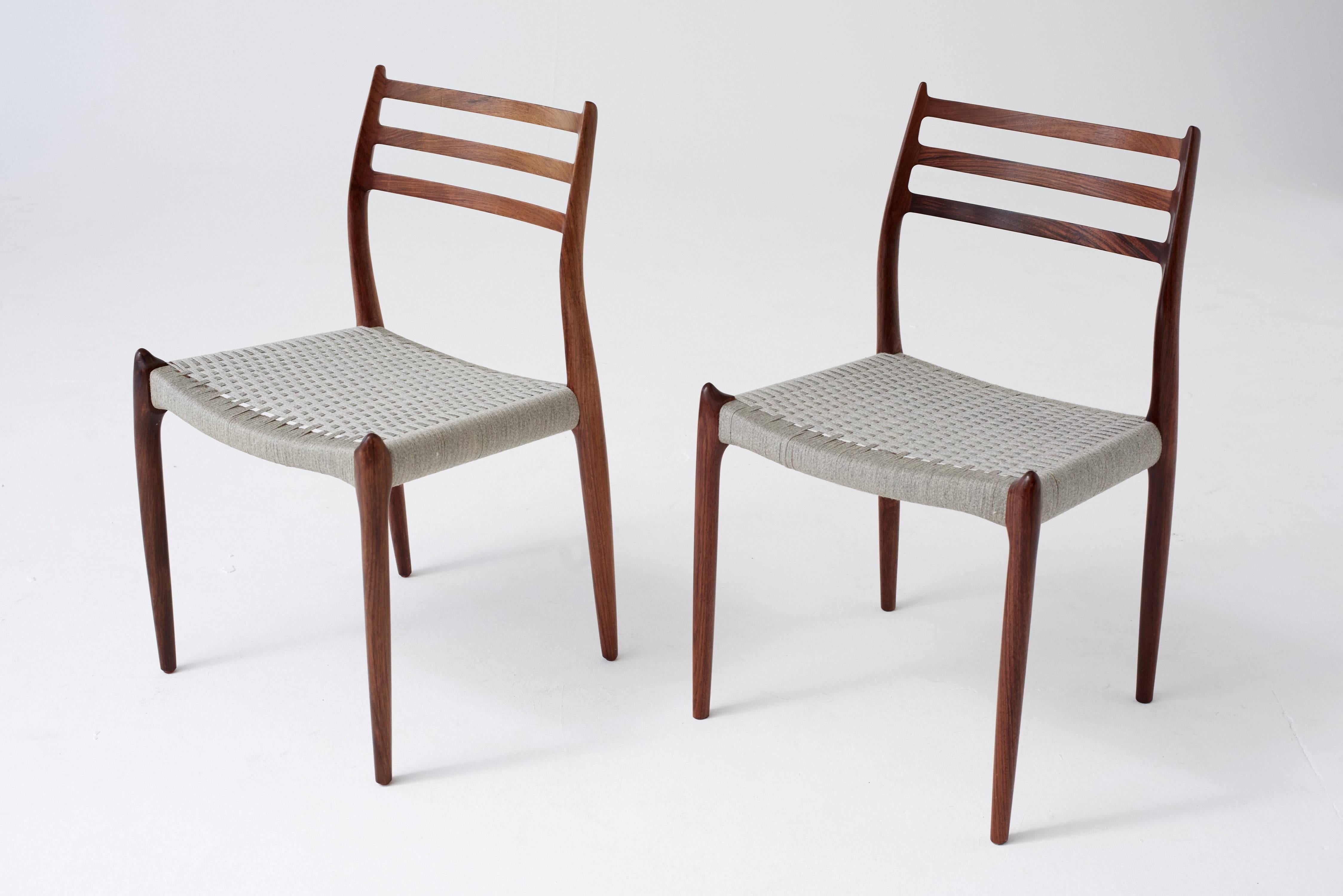 Set of Eight (8) Model 78 Rosewood Chairs by Niels O. Møller, Denmark, 1960s 7