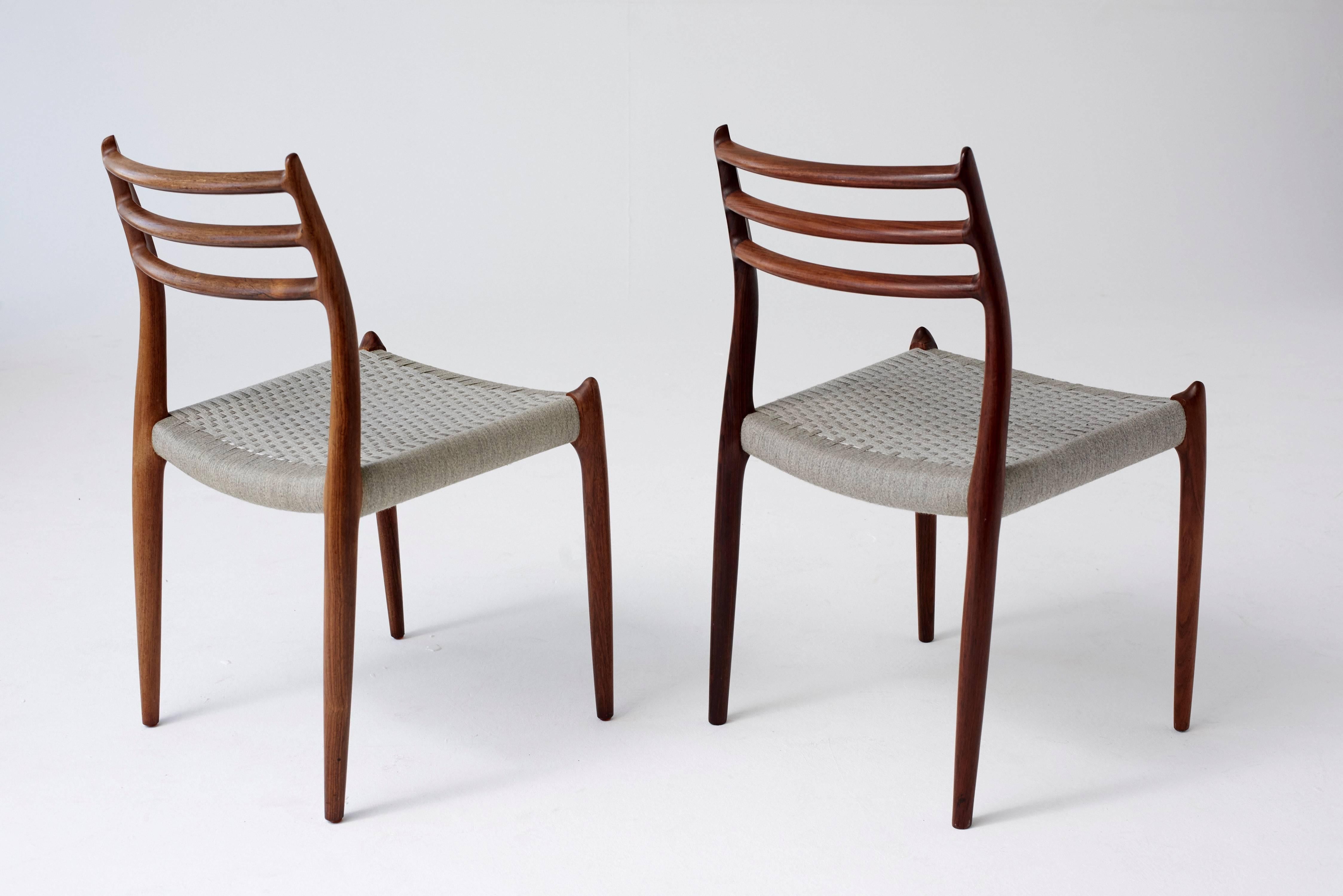 Set of Eight (8) Model 78 Rosewood Chairs by Niels O. Møller, Denmark, 1960s 9