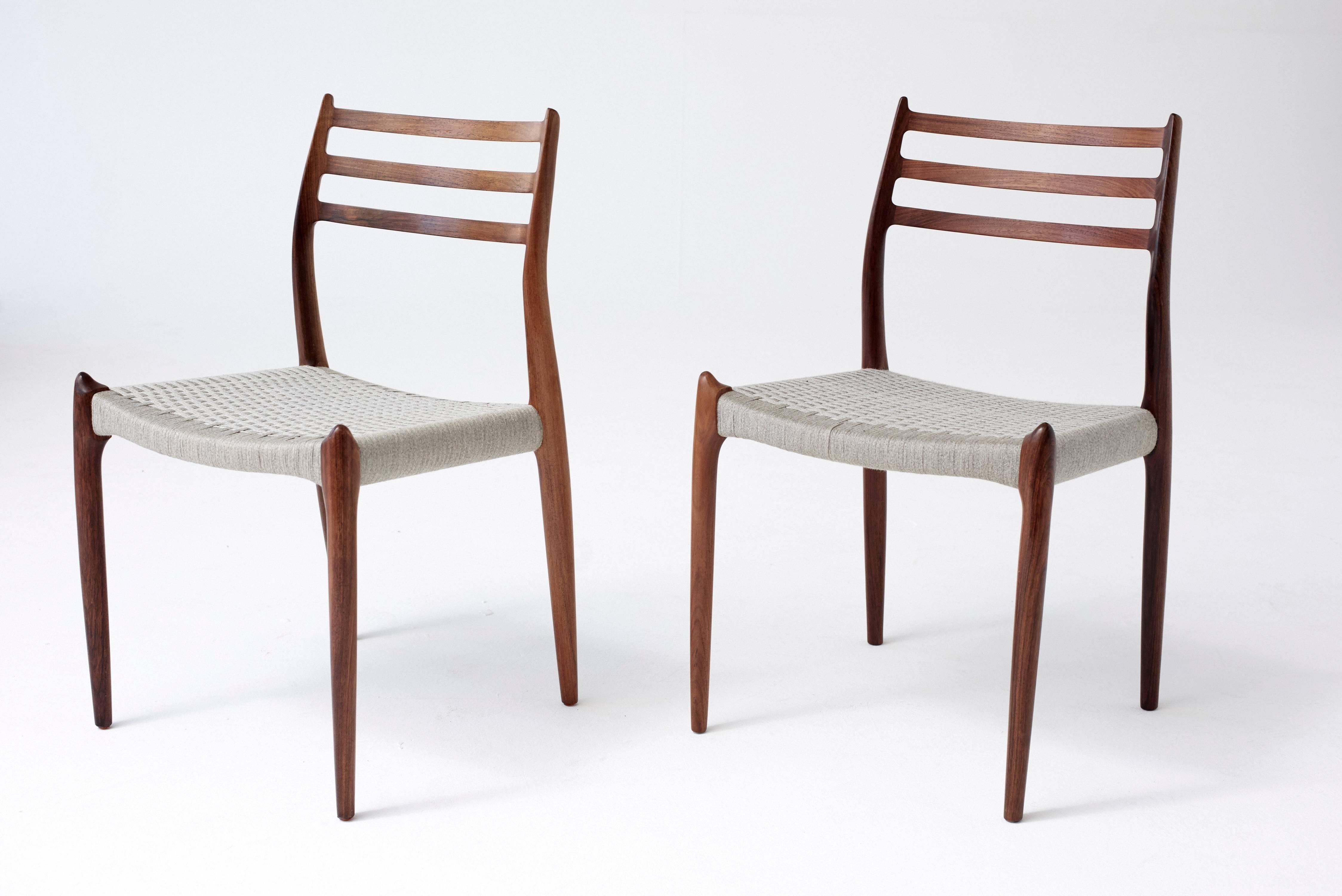 Set of Eight (8) Model 78 Rosewood Chairs by Niels O. Møller, Denmark, 1960s In Good Condition In London, GB