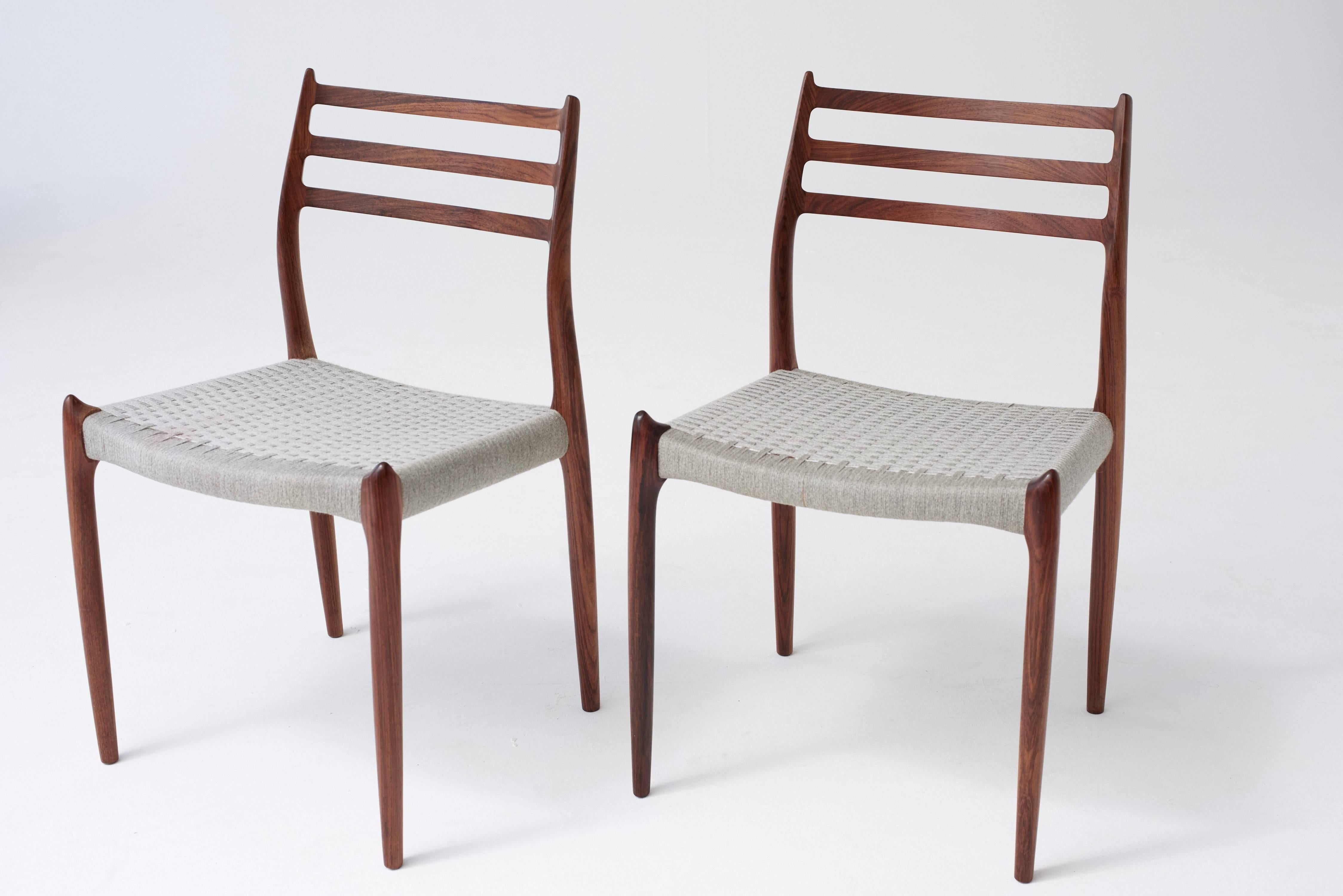 20th Century Set of Eight (8) Model 78 Rosewood Chairs by Niels O. Møller, Denmark, 1960s