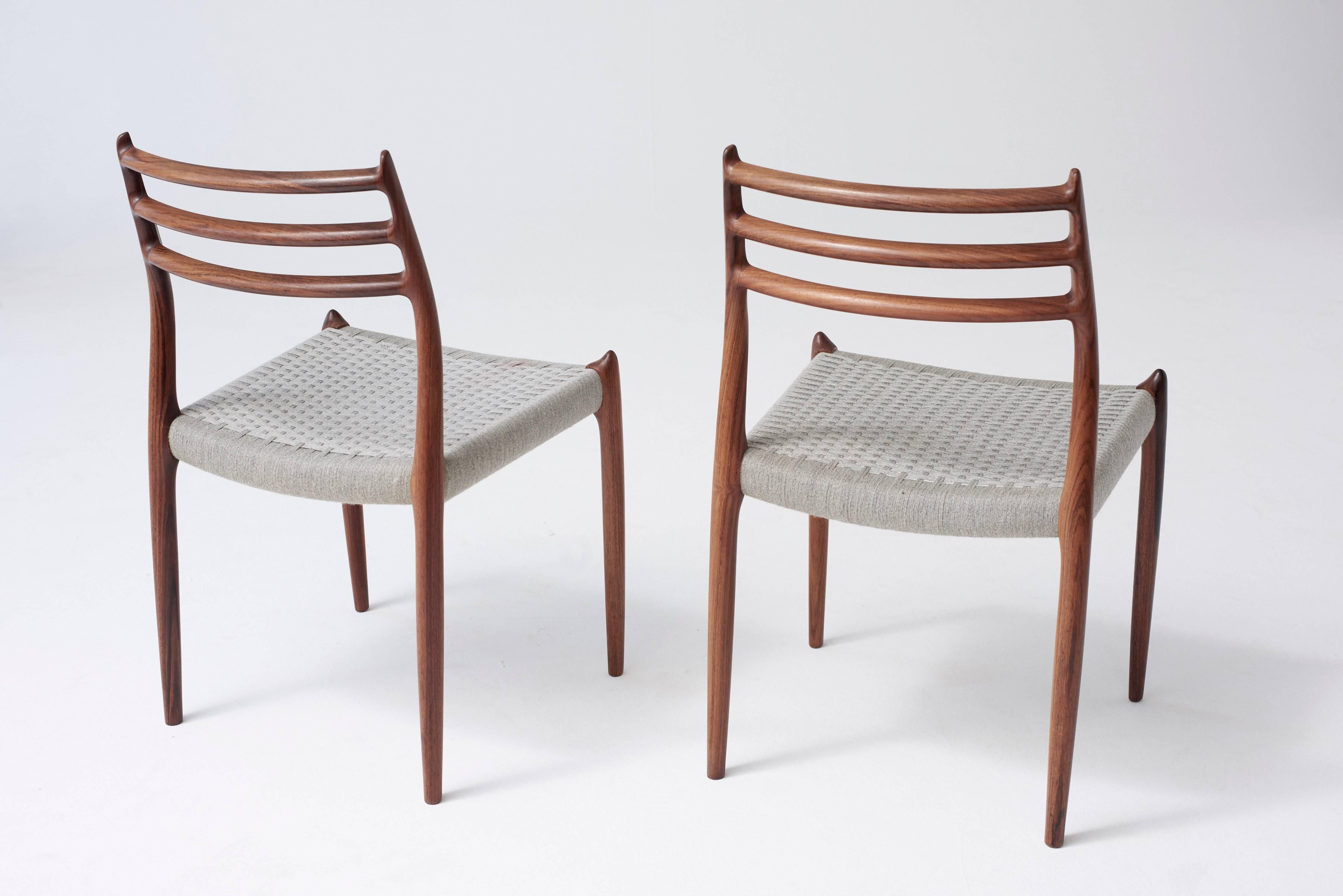 Set of Eight (8) Model 78 Rosewood Chairs by Niels O. Møller, Denmark, 1960s 1