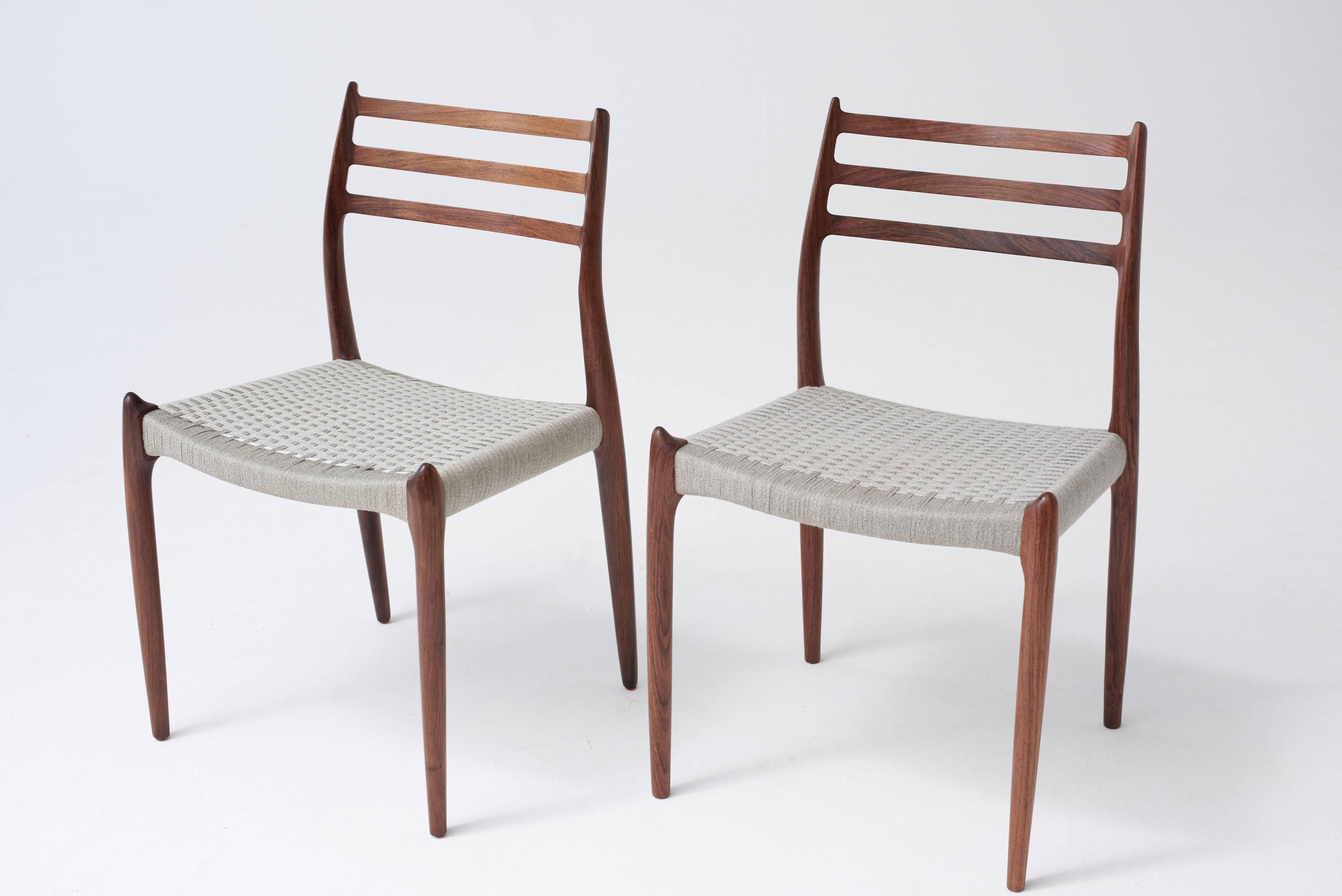 Set of Eight (8) Model 78 Rosewood Chairs by Niels O. Møller, Denmark, 1960s 2
