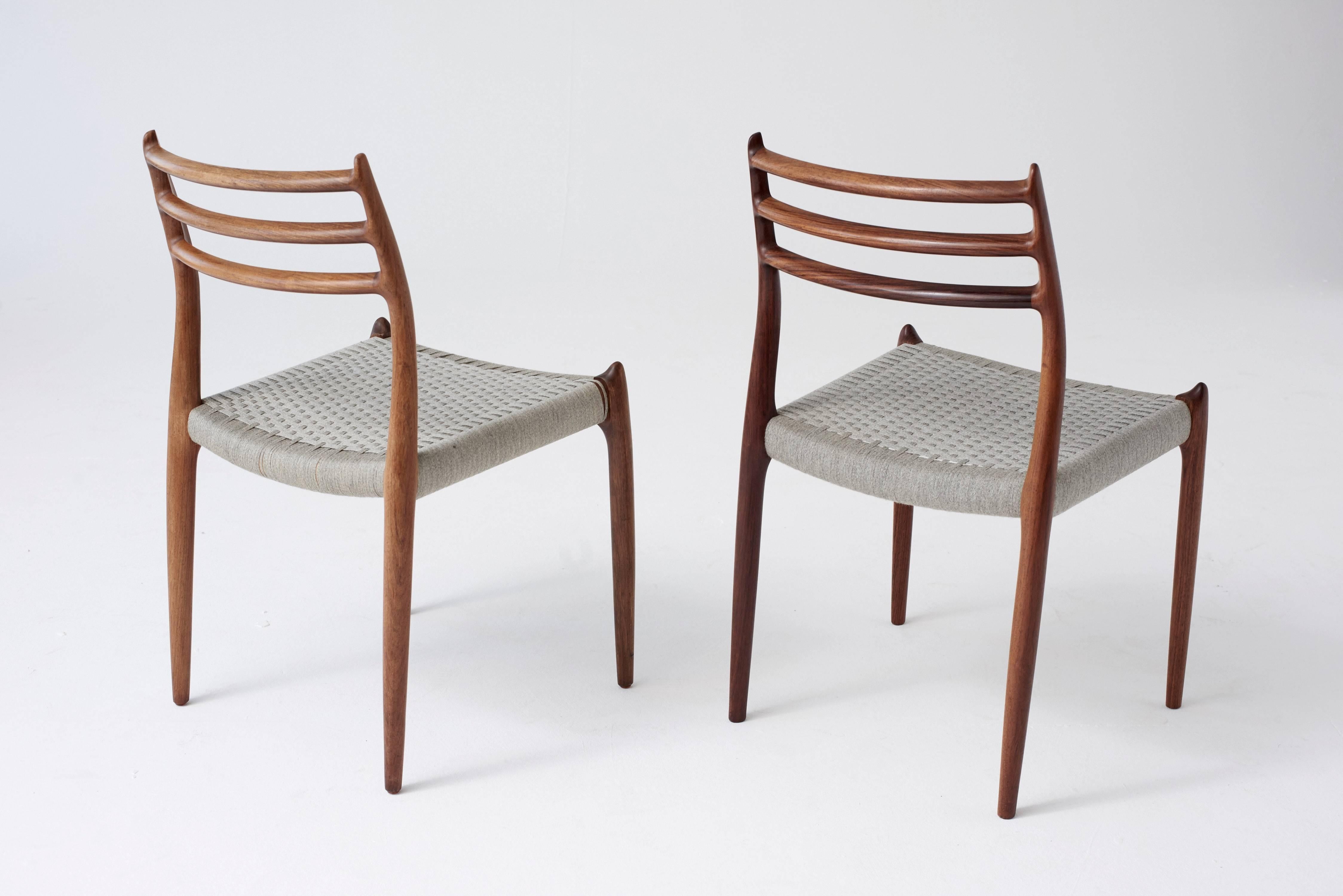 Set of Eight (8) Model 78 Rosewood Chairs by Niels O. Møller, Denmark, 1960s 3