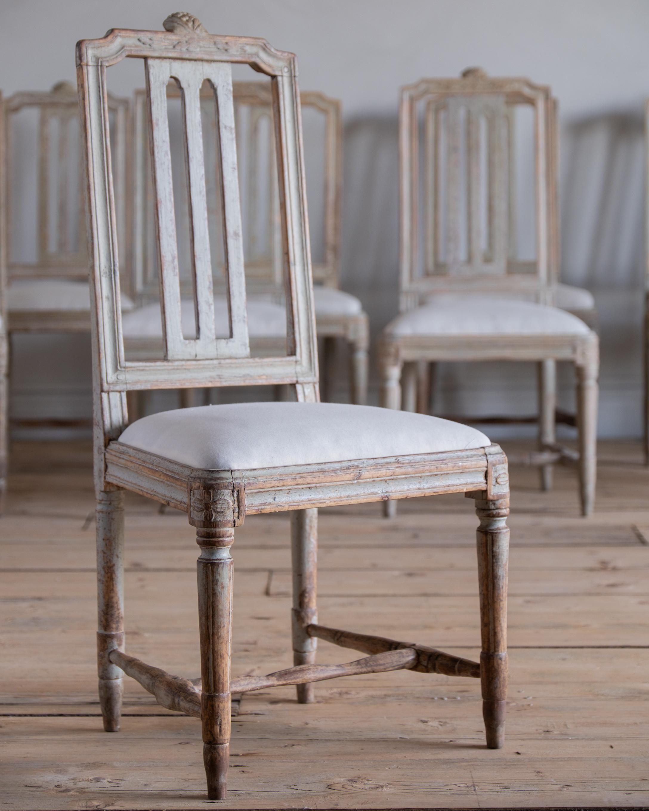 Swedish Set of Ten 18th Century Gustavian Dinning Room Chairs