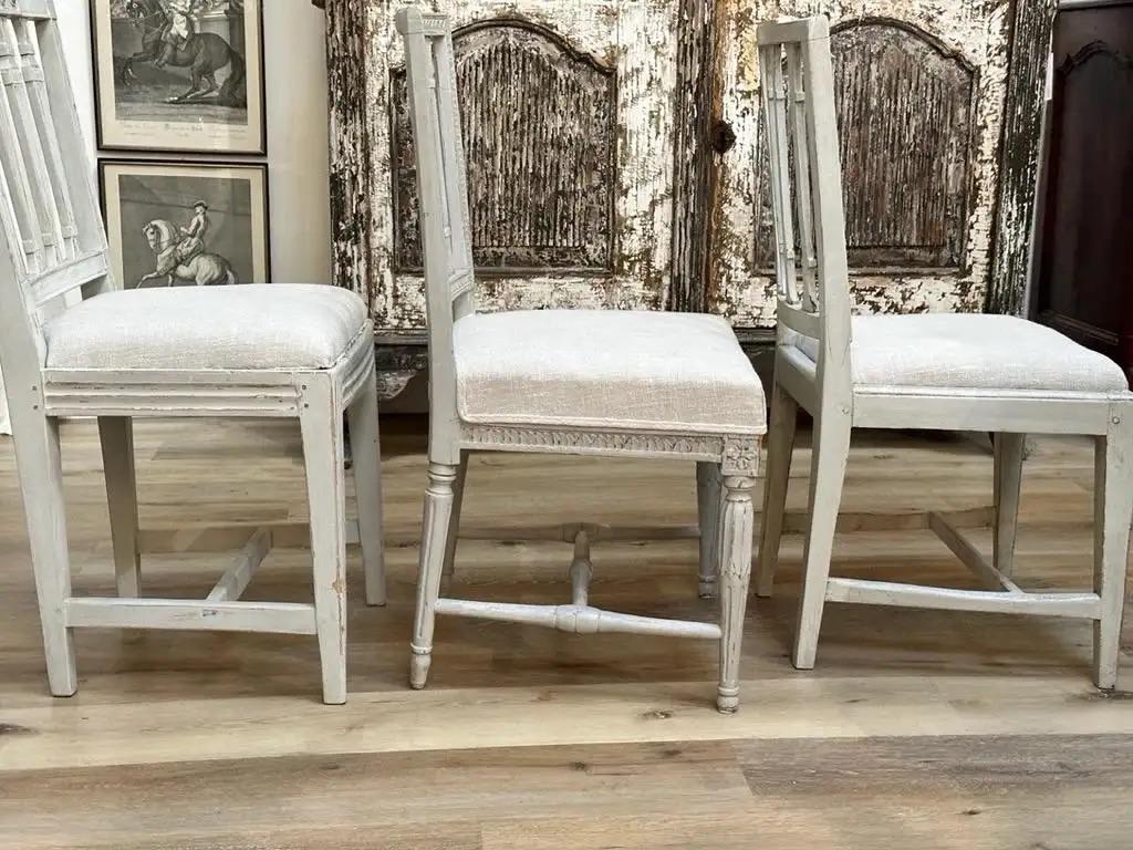 Gustavian Set of Ten 18th Century Swedish Side Chairs