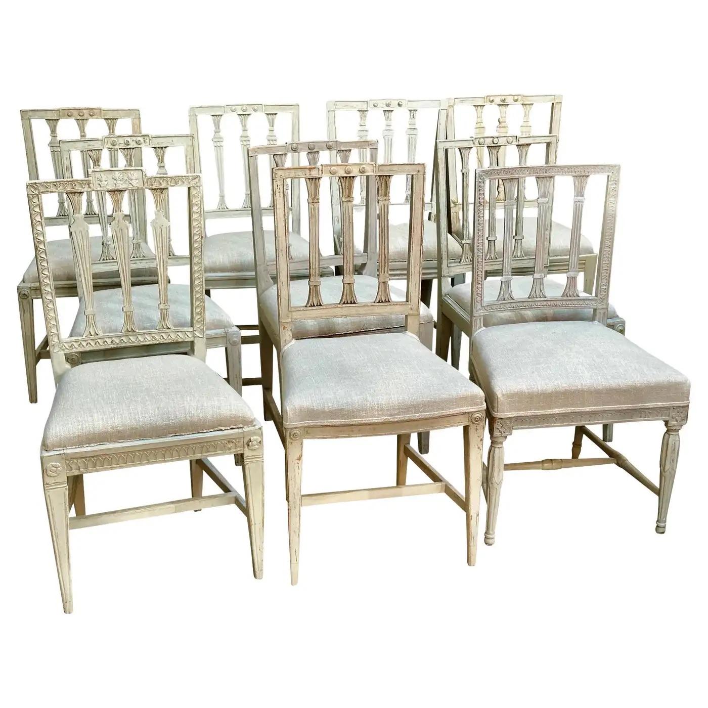 18th Century and Earlier Set of Ten 18th Century Swedish Side Chairs