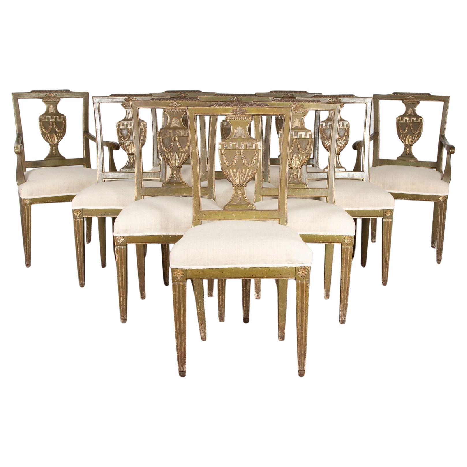 Set of Ten 18th Century Venetian Dining Chairs