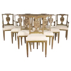Set di dieci sedie da pranzo veneziane del XVIII secolo