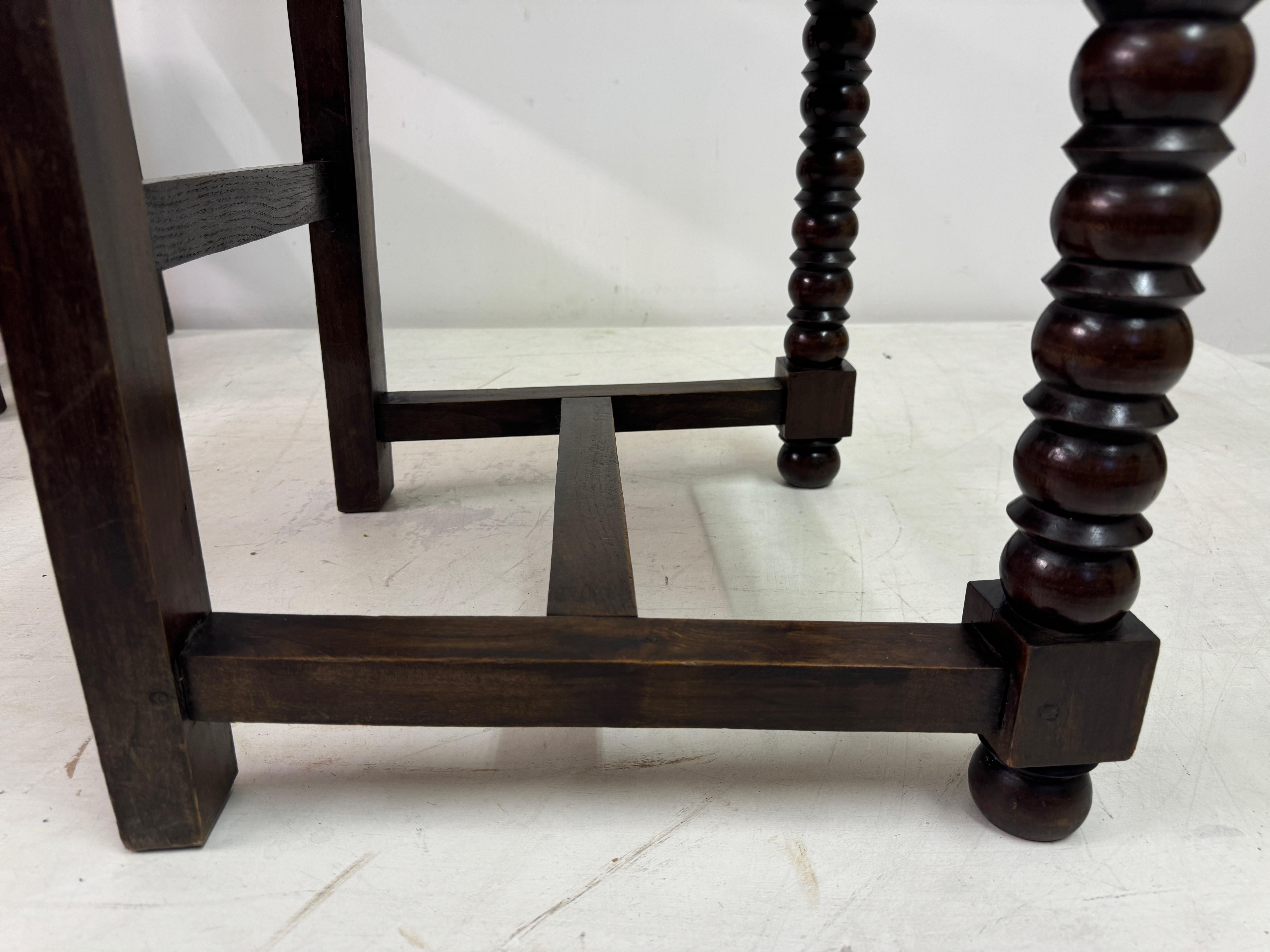 Set of Ten 1940s French Oak and Rush Dining Chairs 14