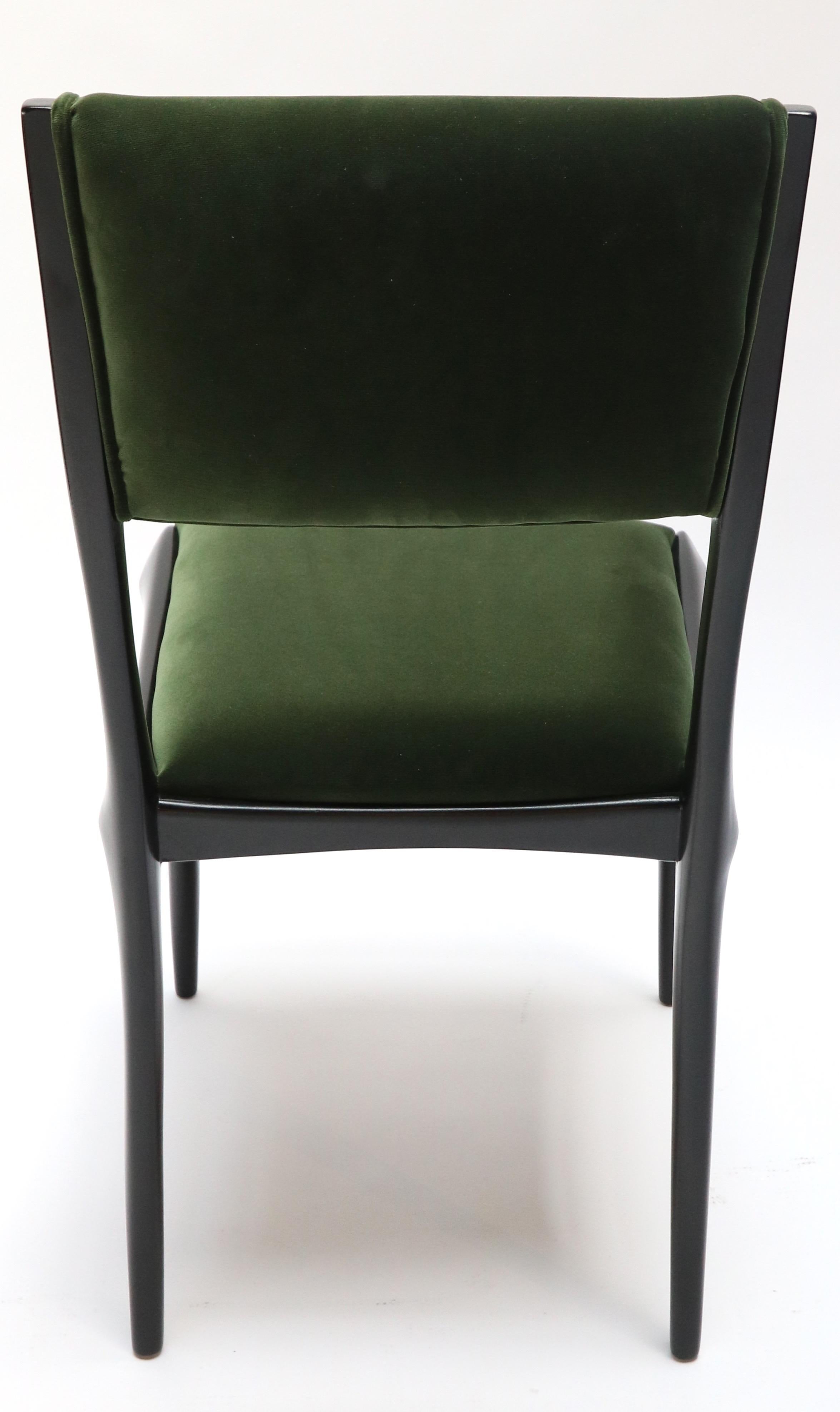 Mid-20th Century Set of Ten 1950s Carlo de Carli Ebonized Dining Chairs