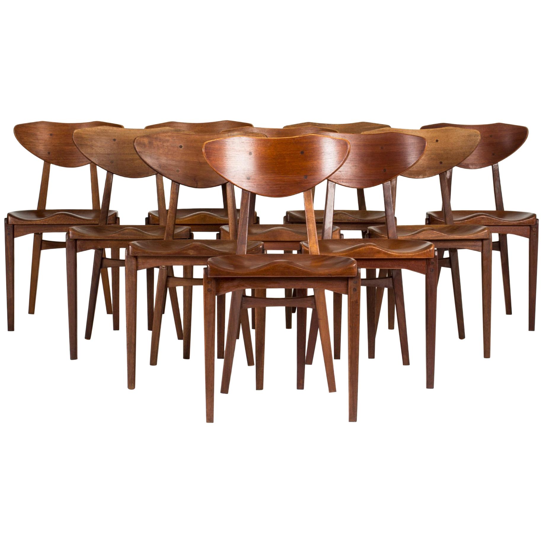 Set of Ten 1950s Dining Chairs by Richard Jensen and Kjærulff Rasmussen