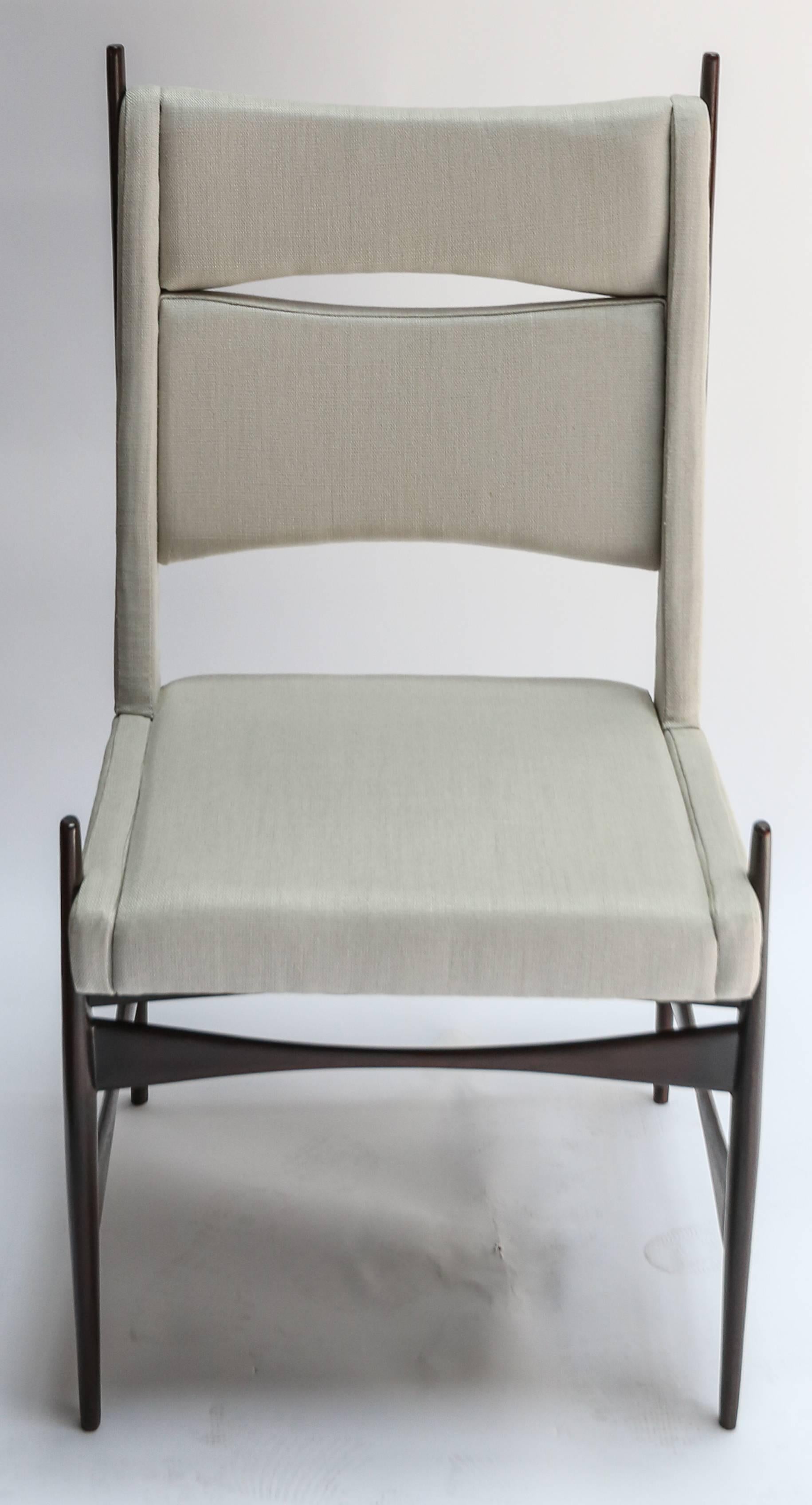 beige linen dining chair