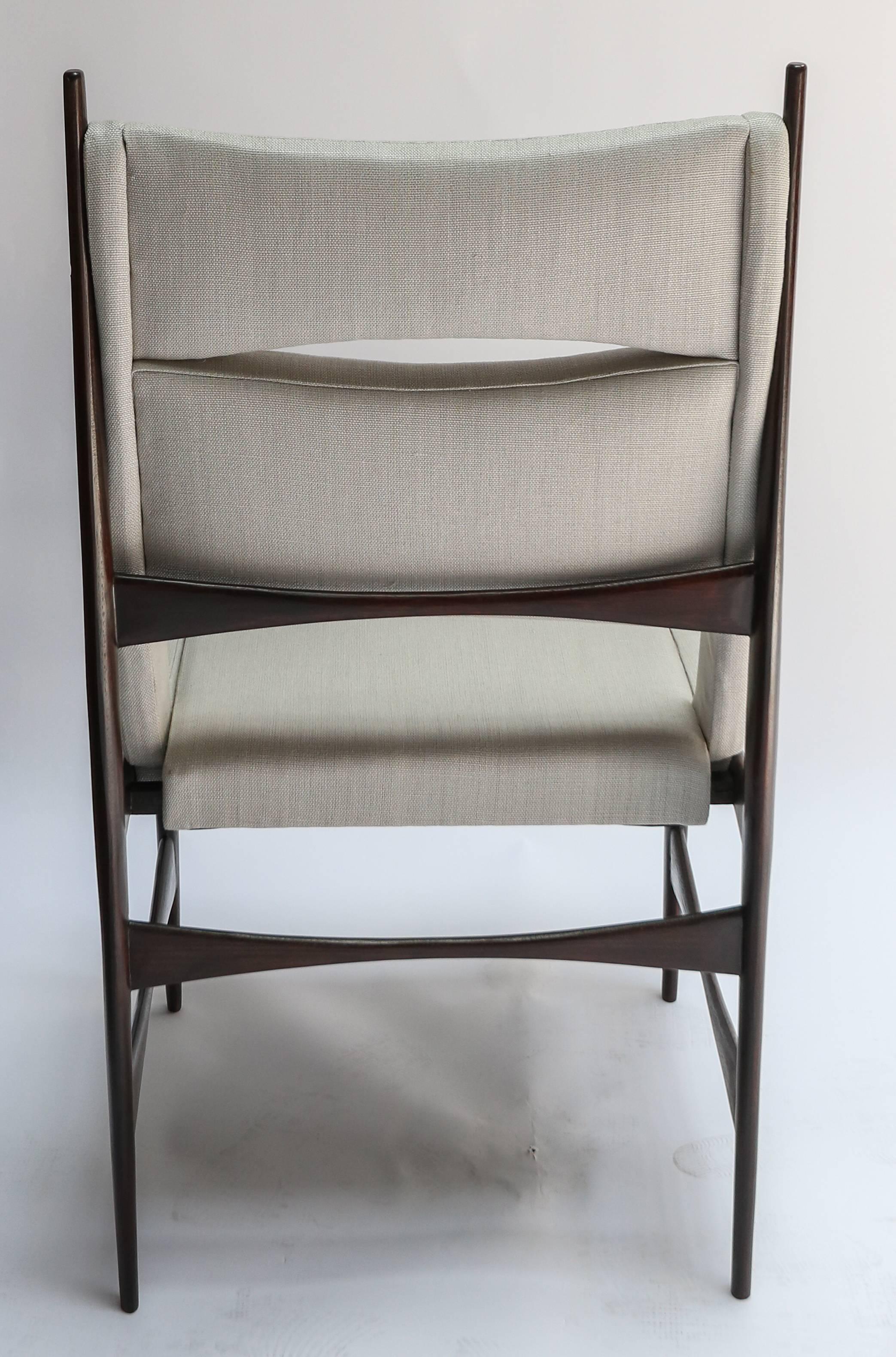 Mid-Century Modern Set of Ten Midcentury Brazilian Dining Chairs in Beige Linen