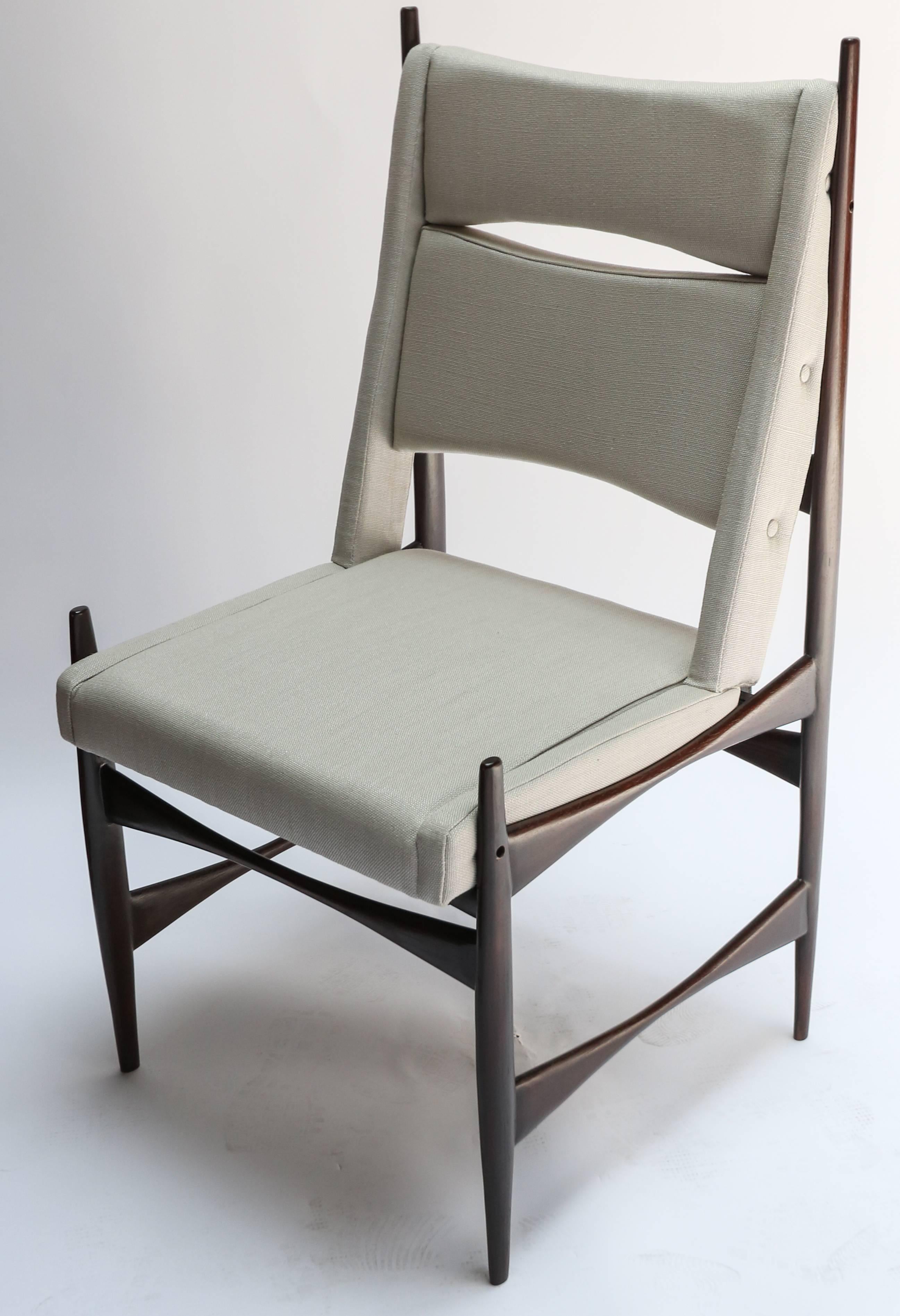20th Century Set of Ten Midcentury Brazilian Dining Chairs in Beige Linen