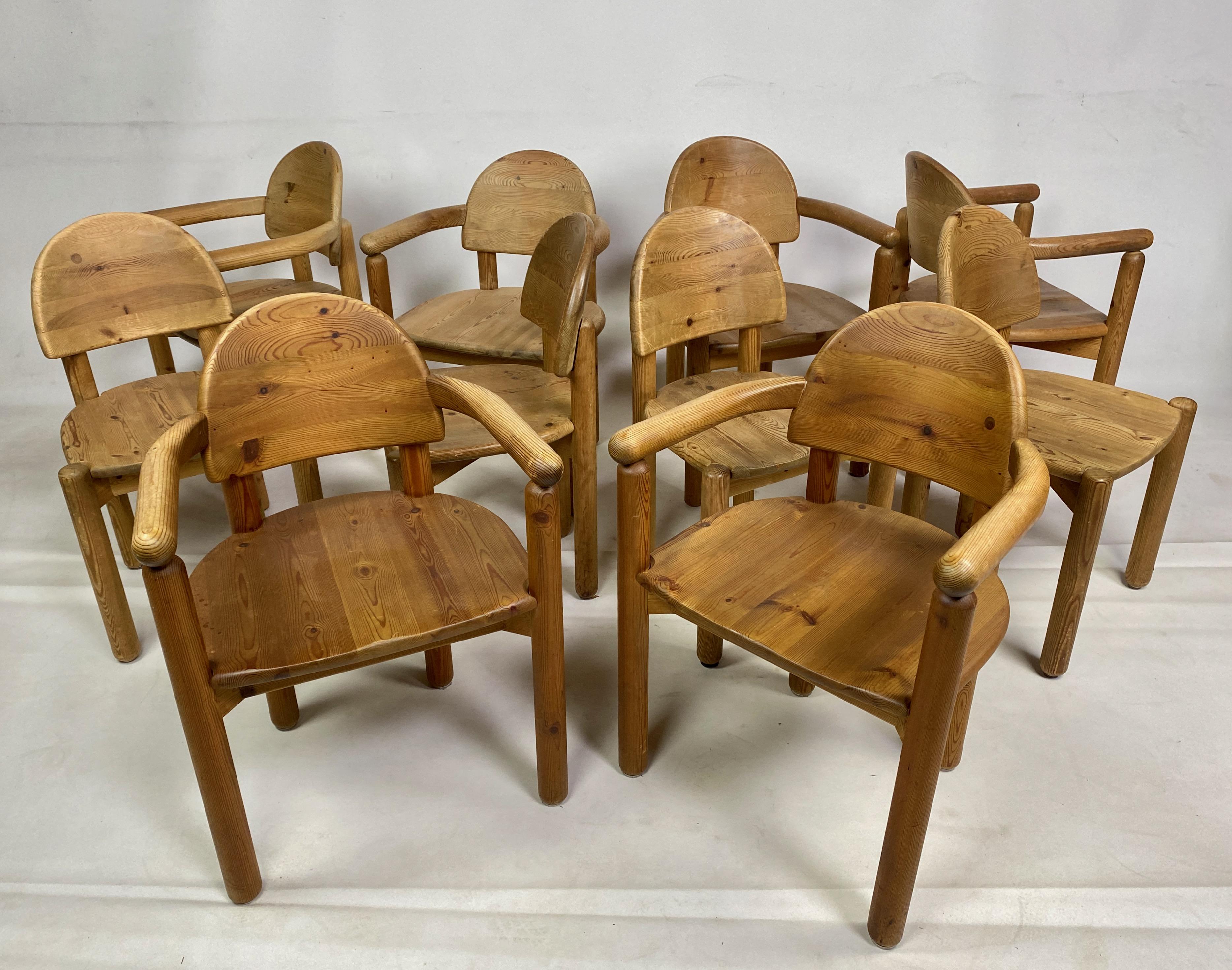 Set of Ten 1970s Pine Dining Chairs Attr. Rainer Daumiller For Sale 5