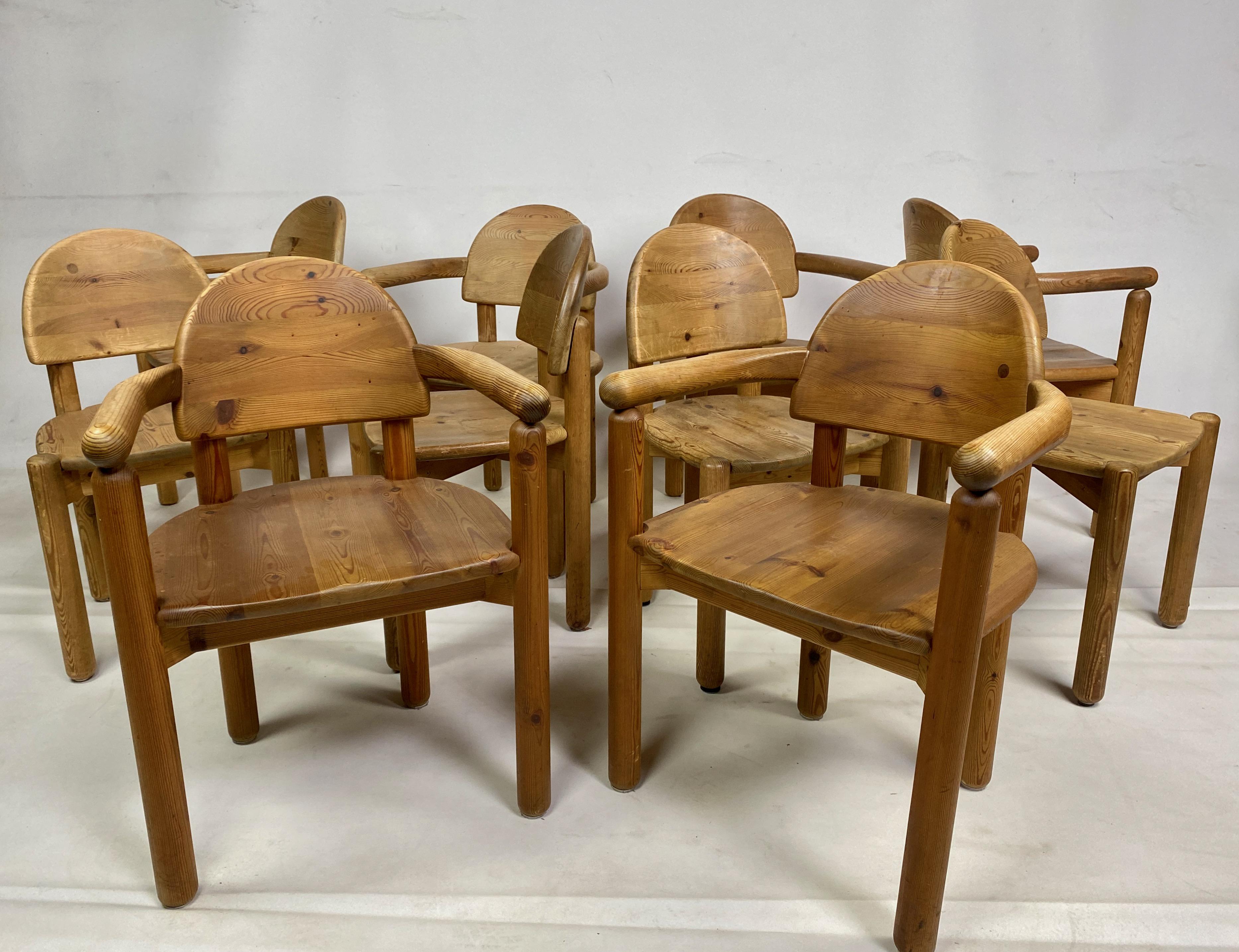 Set of Ten 1970s Pine Dining Chairs Attr. Rainer Daumiller For Sale 7