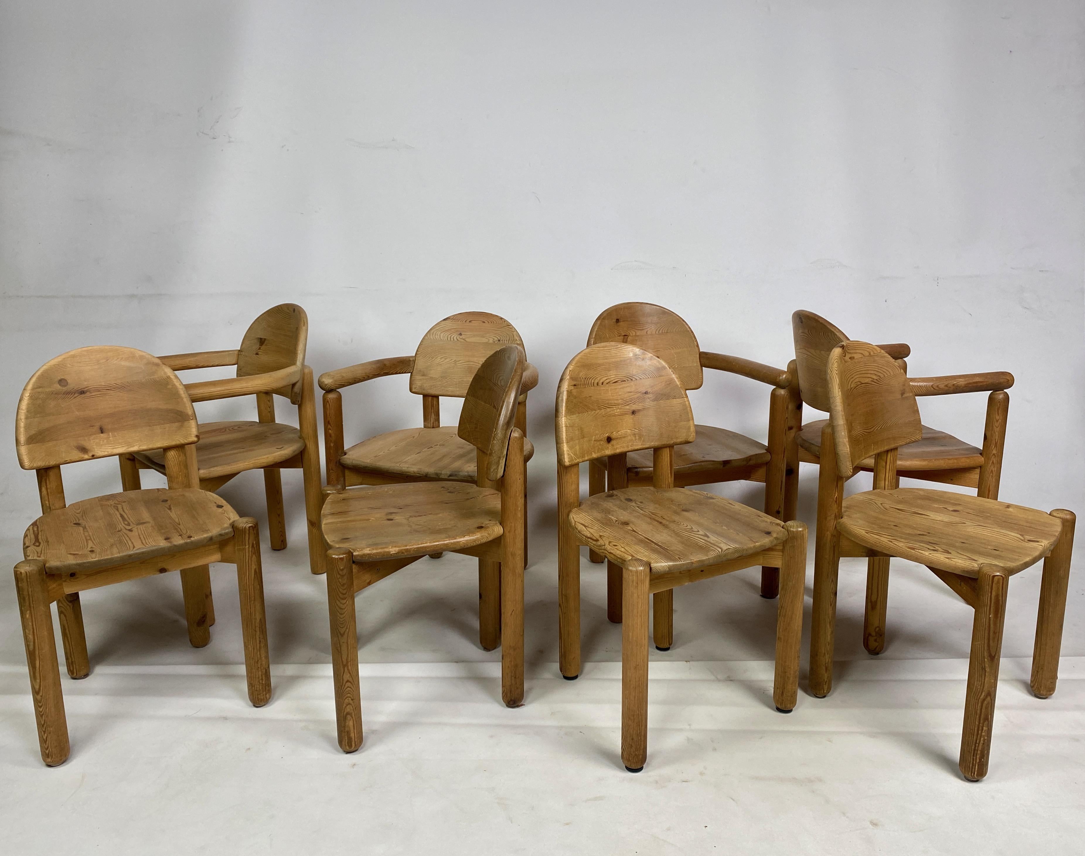 Set of Ten 1970s Pine Dining Chairs Attr. Rainer Daumiller For Sale 8