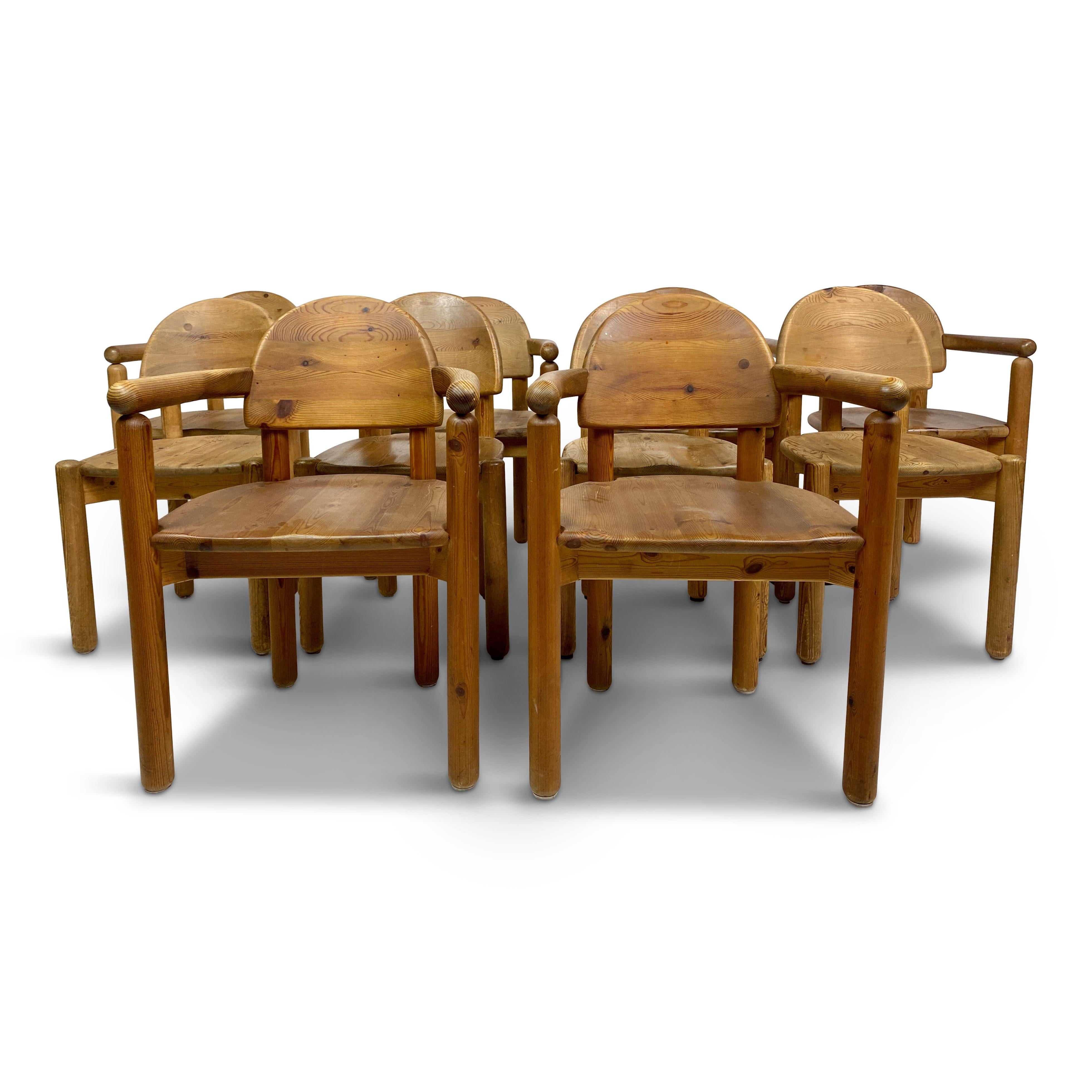 Set of Ten 1970s Pine Dining Chairs Attr. Rainer Daumiller For Sale 10