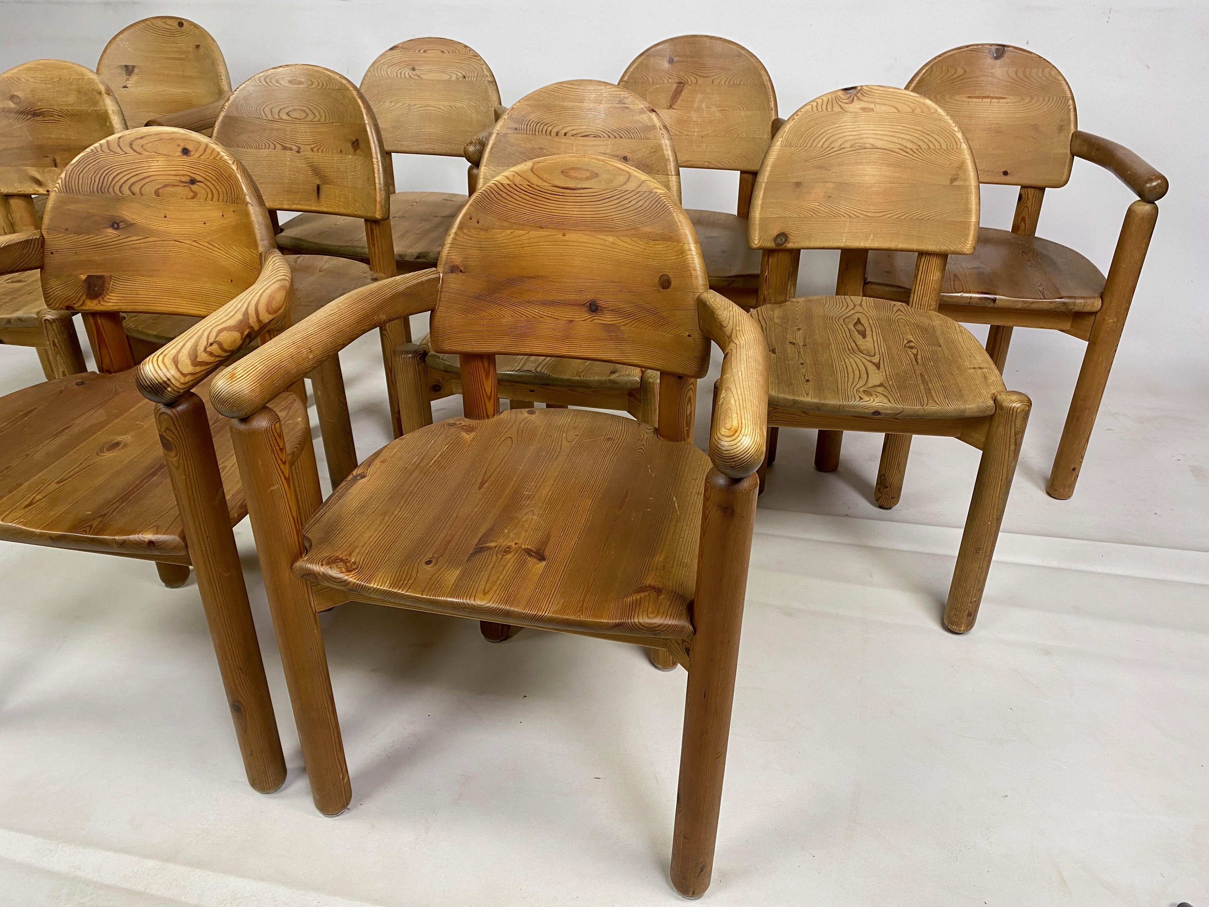 Danish Set of Ten 1970s Pine Dining Chairs Attr. Rainer Daumiller For Sale