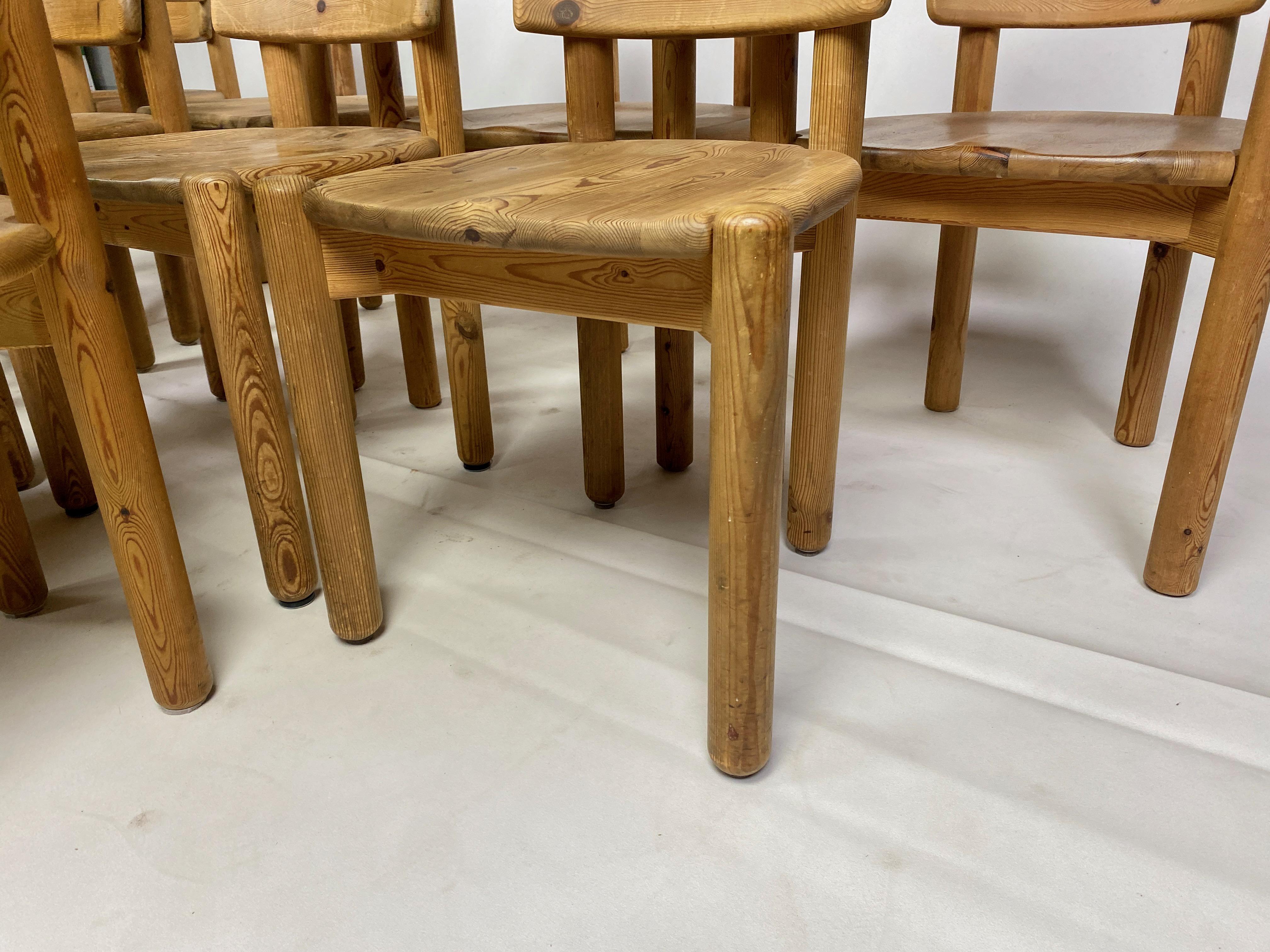 Set of Ten 1970s Pine Dining Chairs Attr. Rainer Daumiller In Good Condition For Sale In London, London