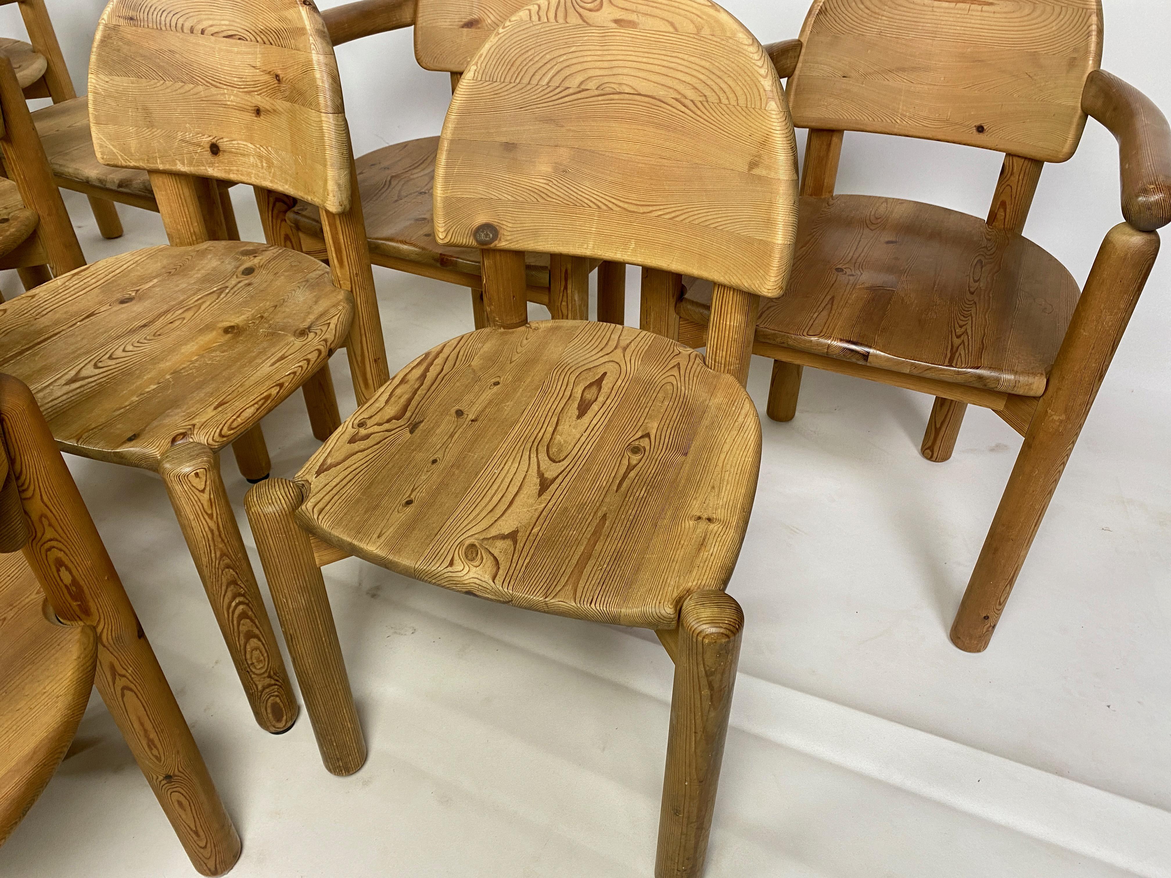 20th Century Set of Ten 1970s Pine Dining Chairs Attr. Rainer Daumiller For Sale
