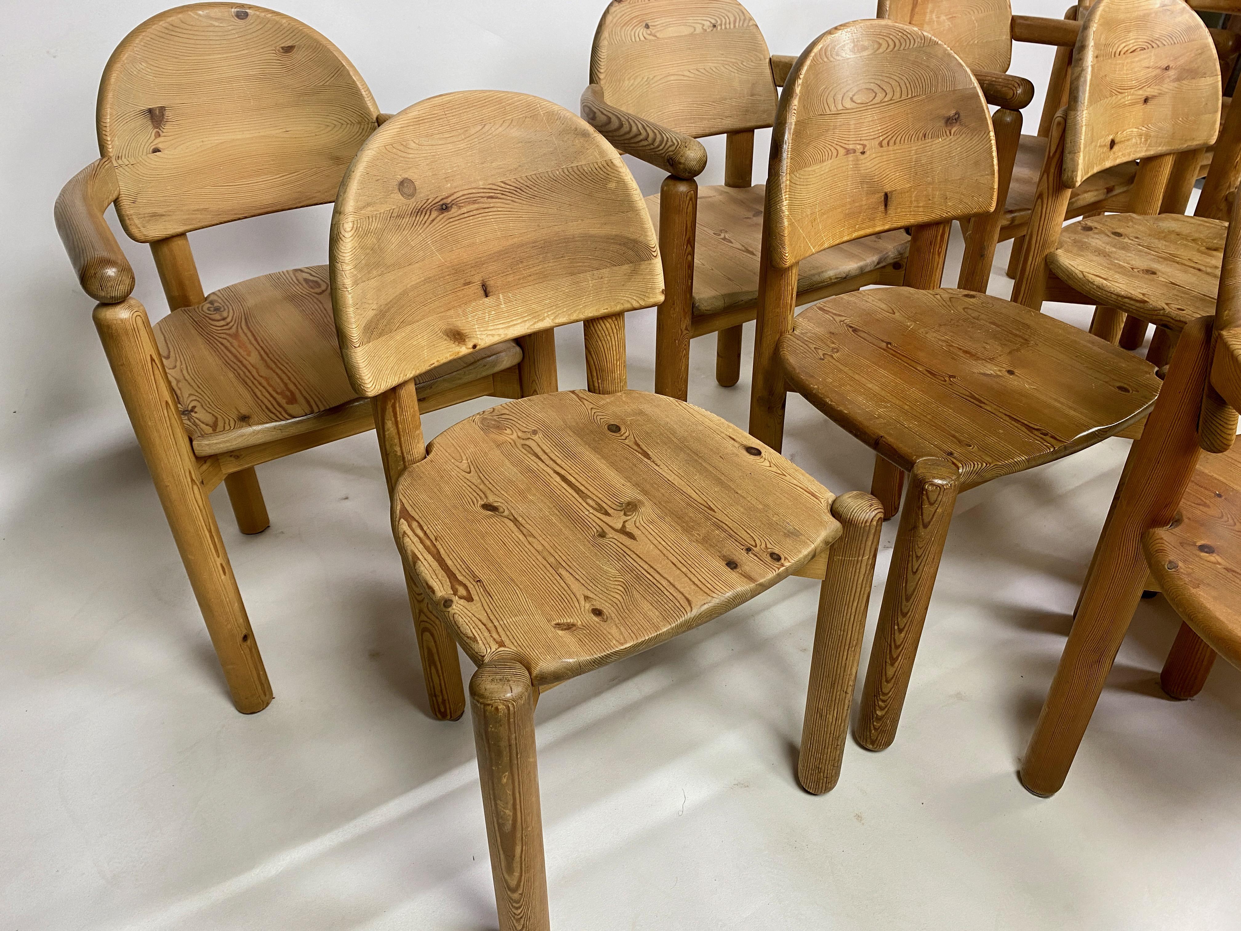 Set of Ten 1970s Pine Dining Chairs Attr. Rainer Daumiller For Sale 2