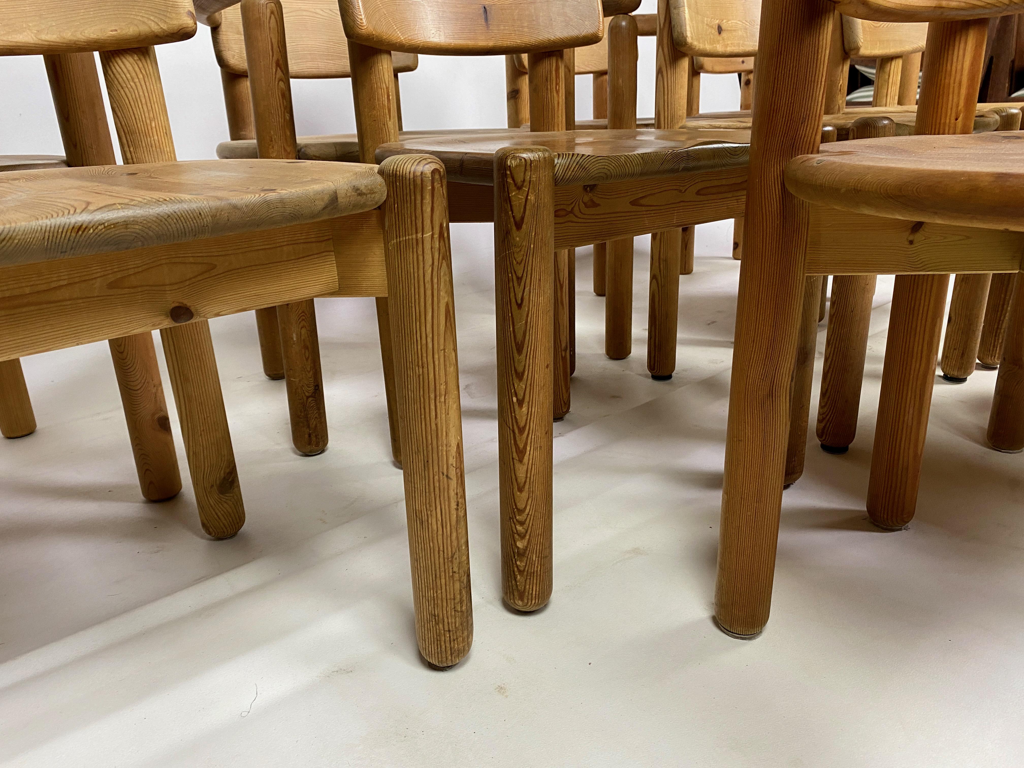 Set of Ten 1970s Pine Dining Chairs Attr. Rainer Daumiller For Sale 3
