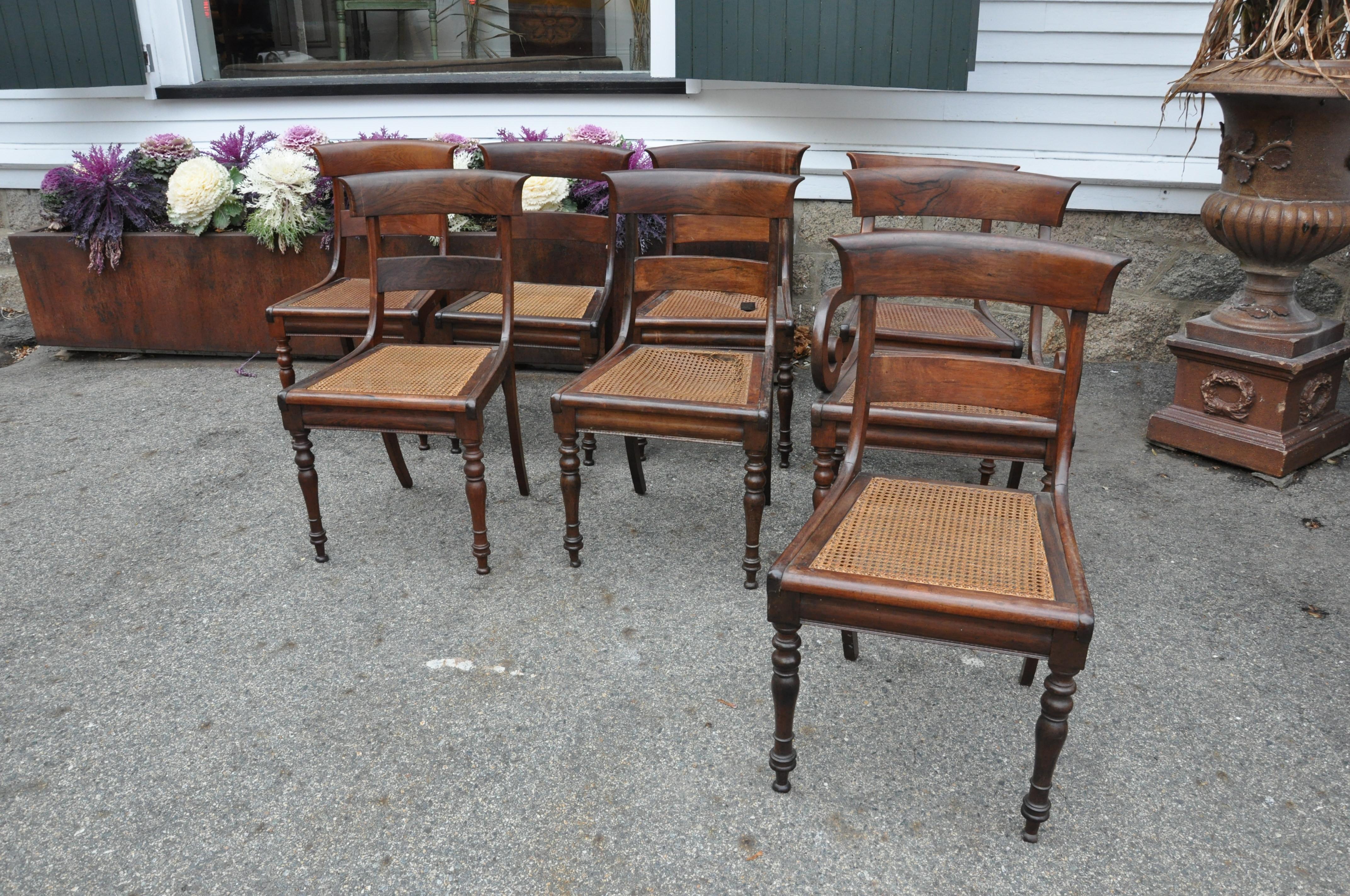 Woven Set of Ten 19th Century Anglo Colonial Rosewood Regency Dining Chairs