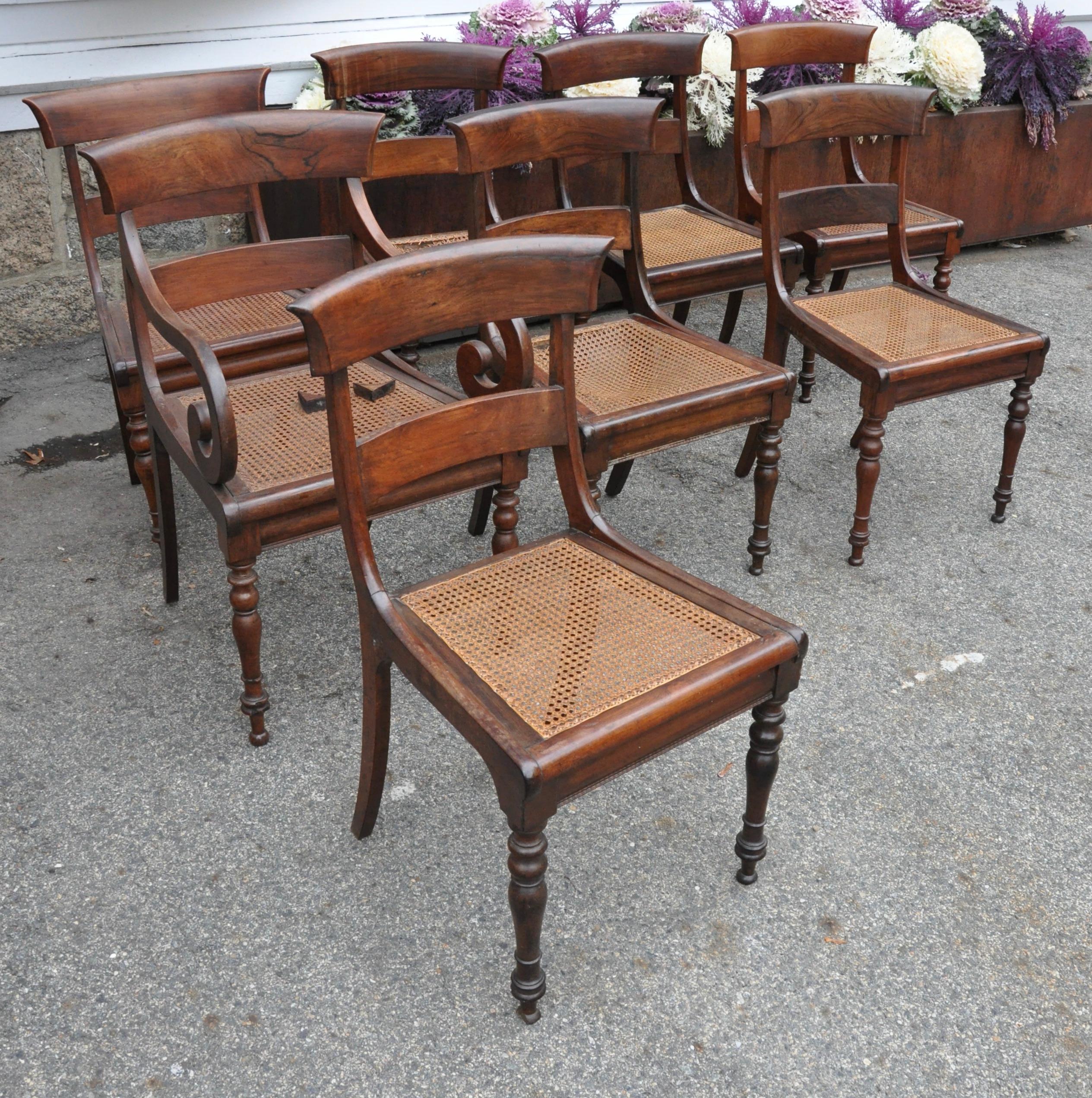 Set of Ten 19th Century Anglo Colonial Rosewood Regency Dining Chairs In Good Condition In Essex, MA