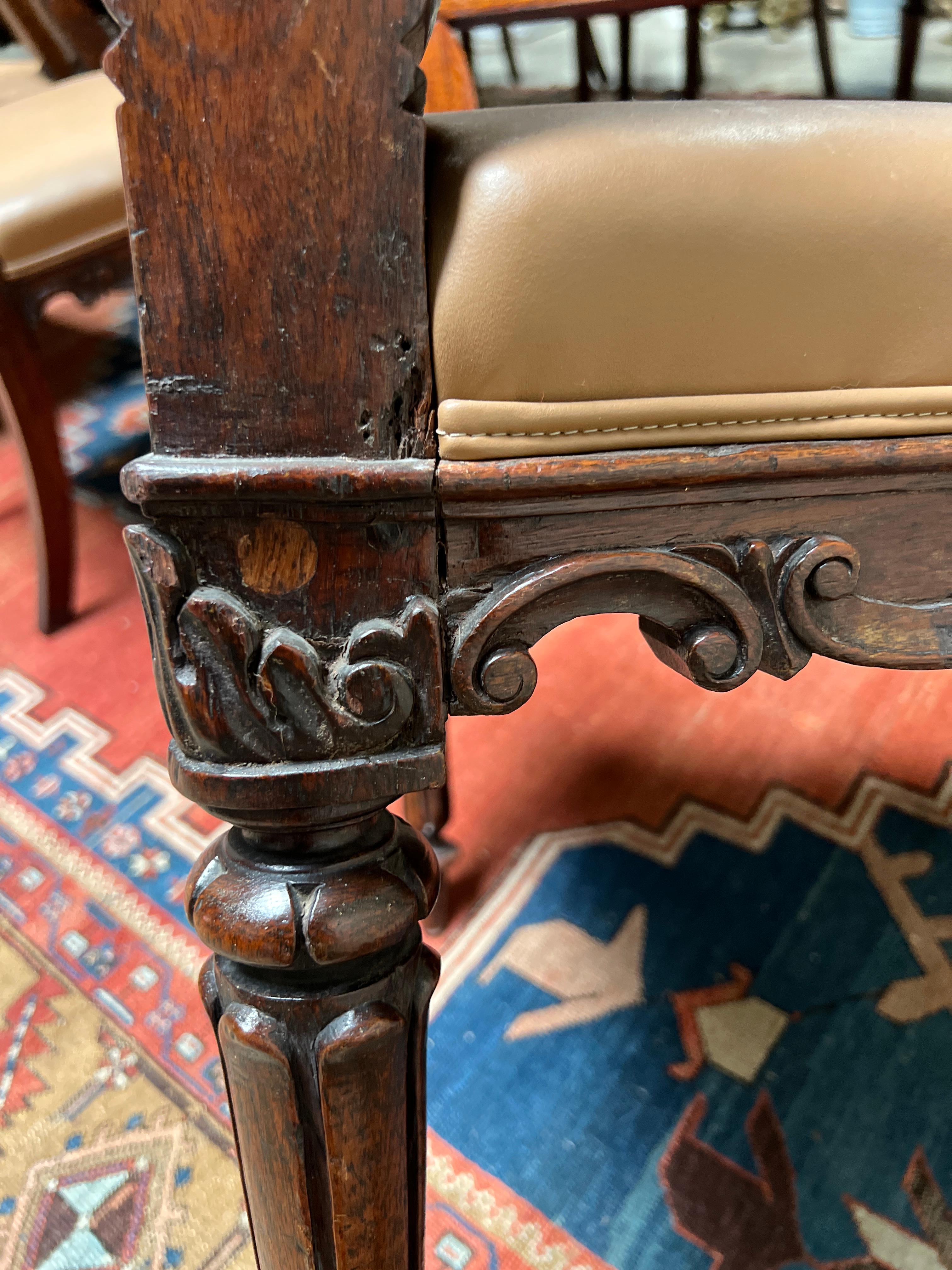 Set of Ten 19th Century Anglo-Indian Padouk Wood Dining  Armchairs For Sale 12
