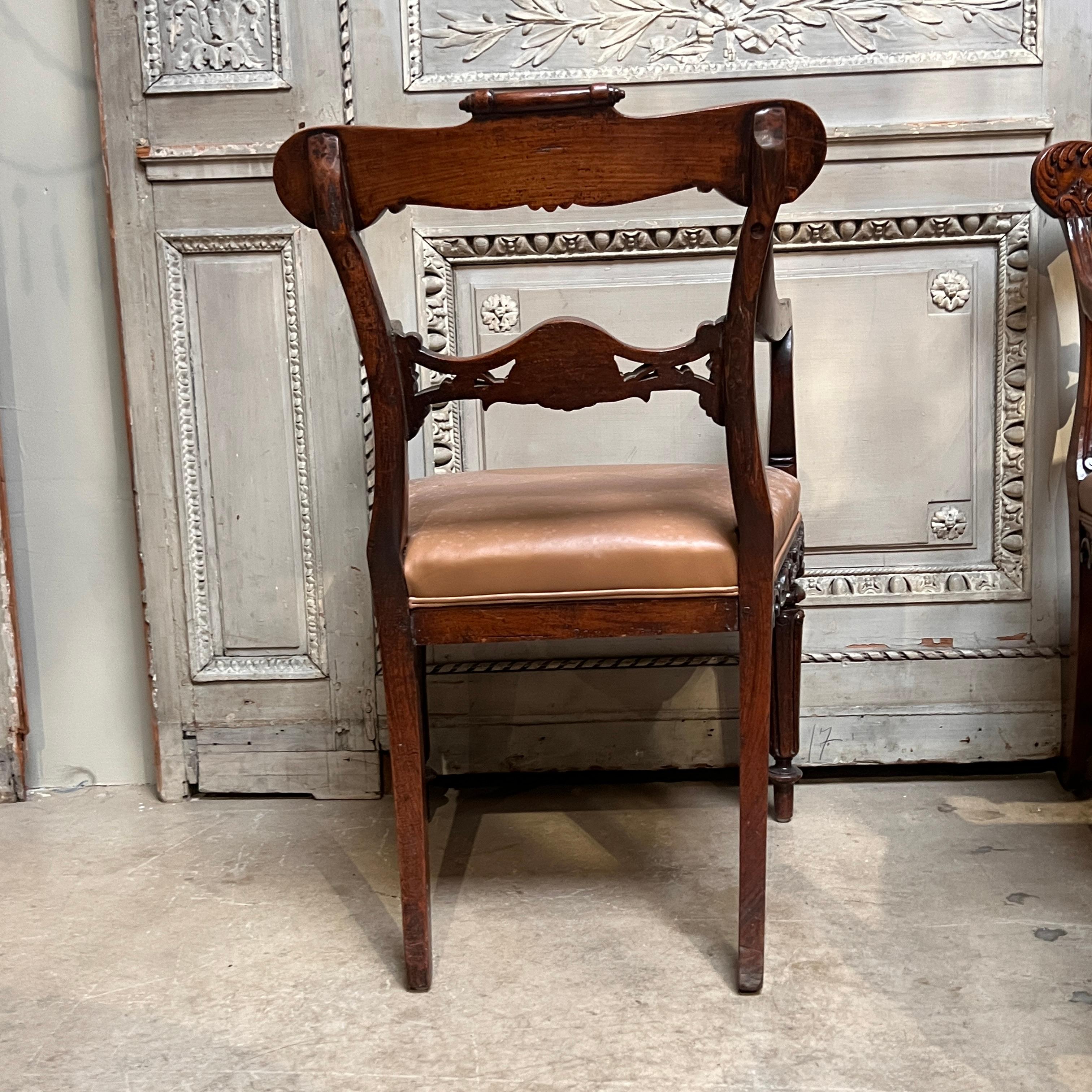 Leather Set of Ten 19th Century Anglo-Indian Padouk Wood Dining  Armchairs For Sale