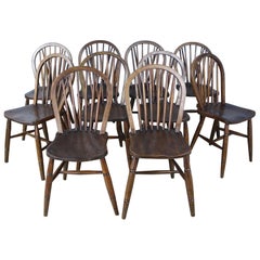 Set of Ten 19th Century Elm Windsor Chairs