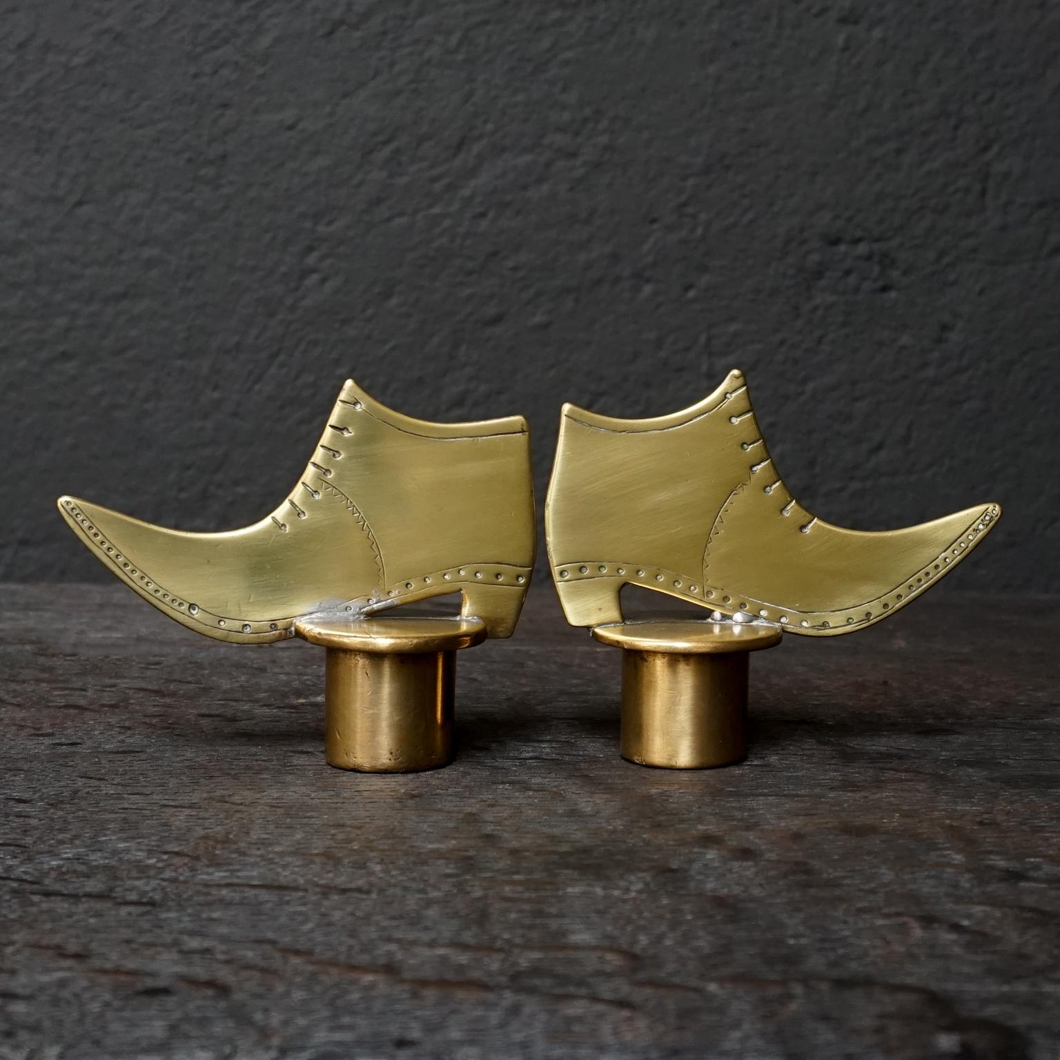 Set of Ten 19th Century English Victorian Brass Chimney Good Luck Shoes or Boots For Sale 8