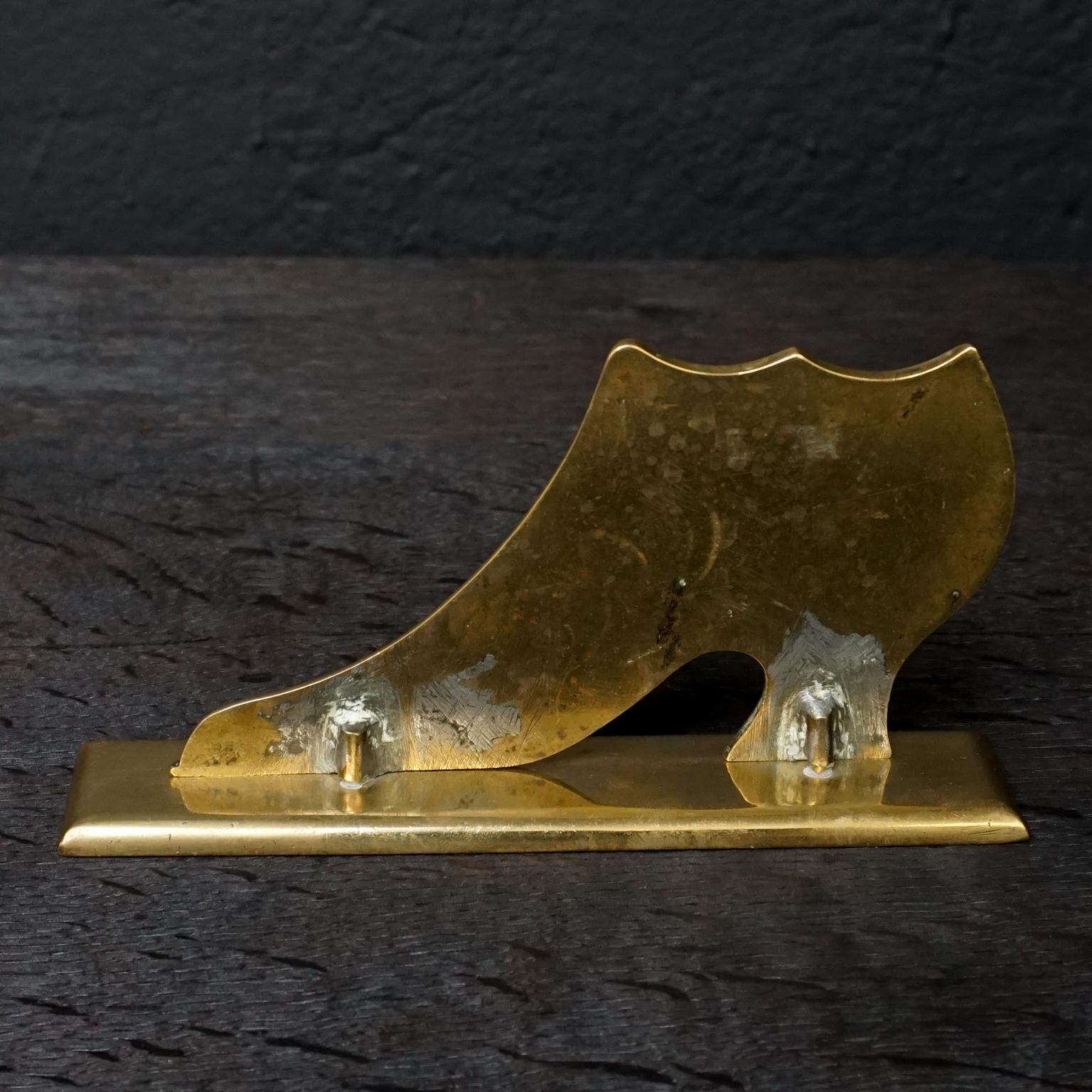Set of Ten 19th Century English Victorian Brass Chimney Good Luck Shoes or Boots For Sale 13