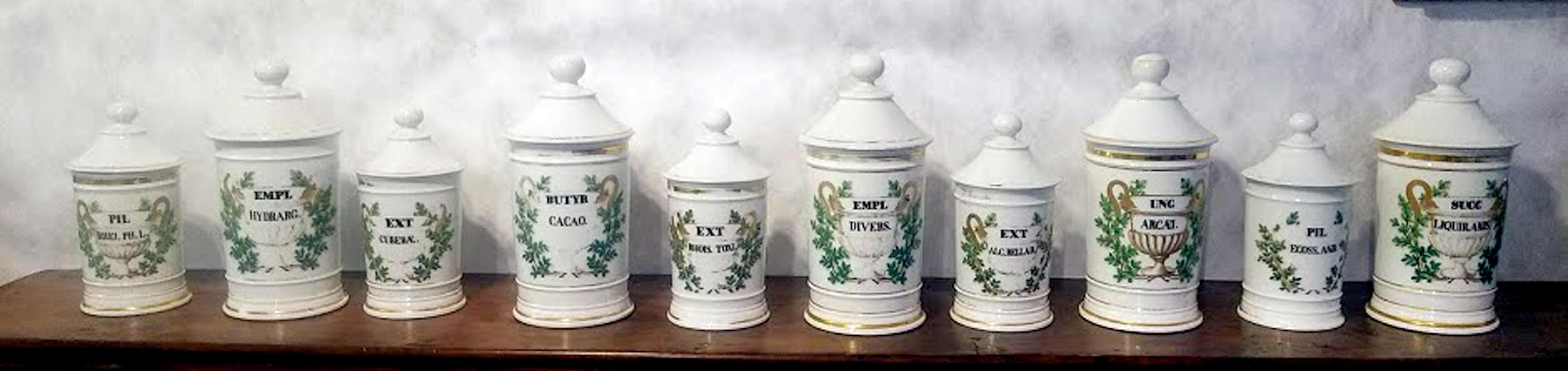 Charles X French Porcelain Apothecary Jars For Sale
