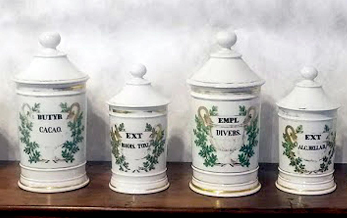 French Porcelain Apothecary Jars In Good Condition For Sale In Downingtown, PA