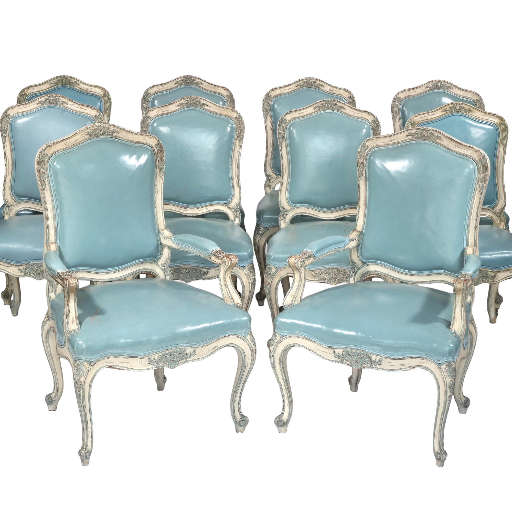 Conjunto de diez sillas francesas estilo Luis XV del siglo XIX Francés en venta