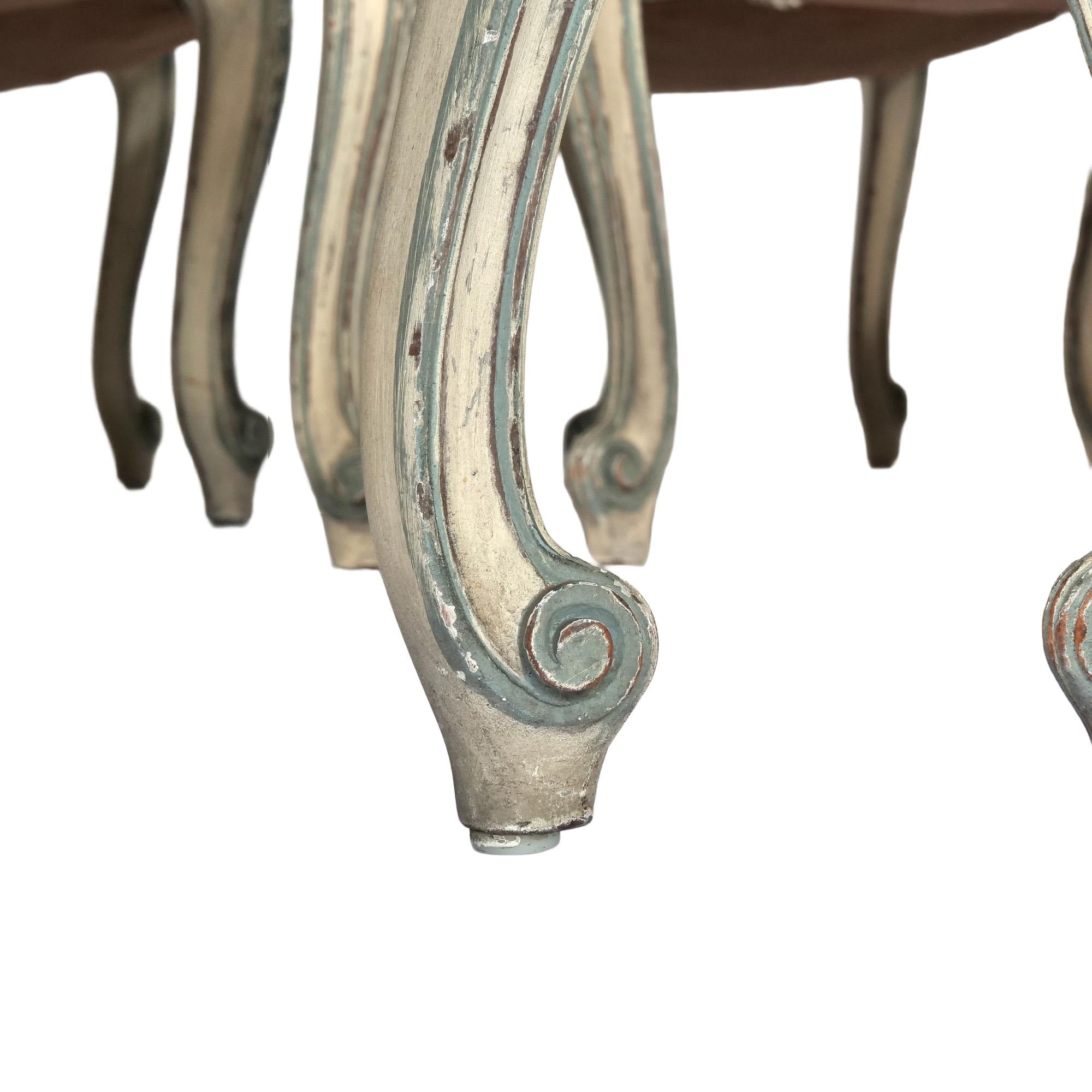 Conjunto de diez sillas francesas estilo Luis XV del siglo XIX Cuero en venta