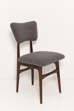 Set of Ten 20th Century Dark Gray Boucle Chairs, 1960s