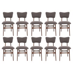 Set of Ten 20th Century Dark Gray Boucle Chairs, 1960s