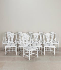 Set of Ten 20th Century Heppelwhite Style Dining Chairs