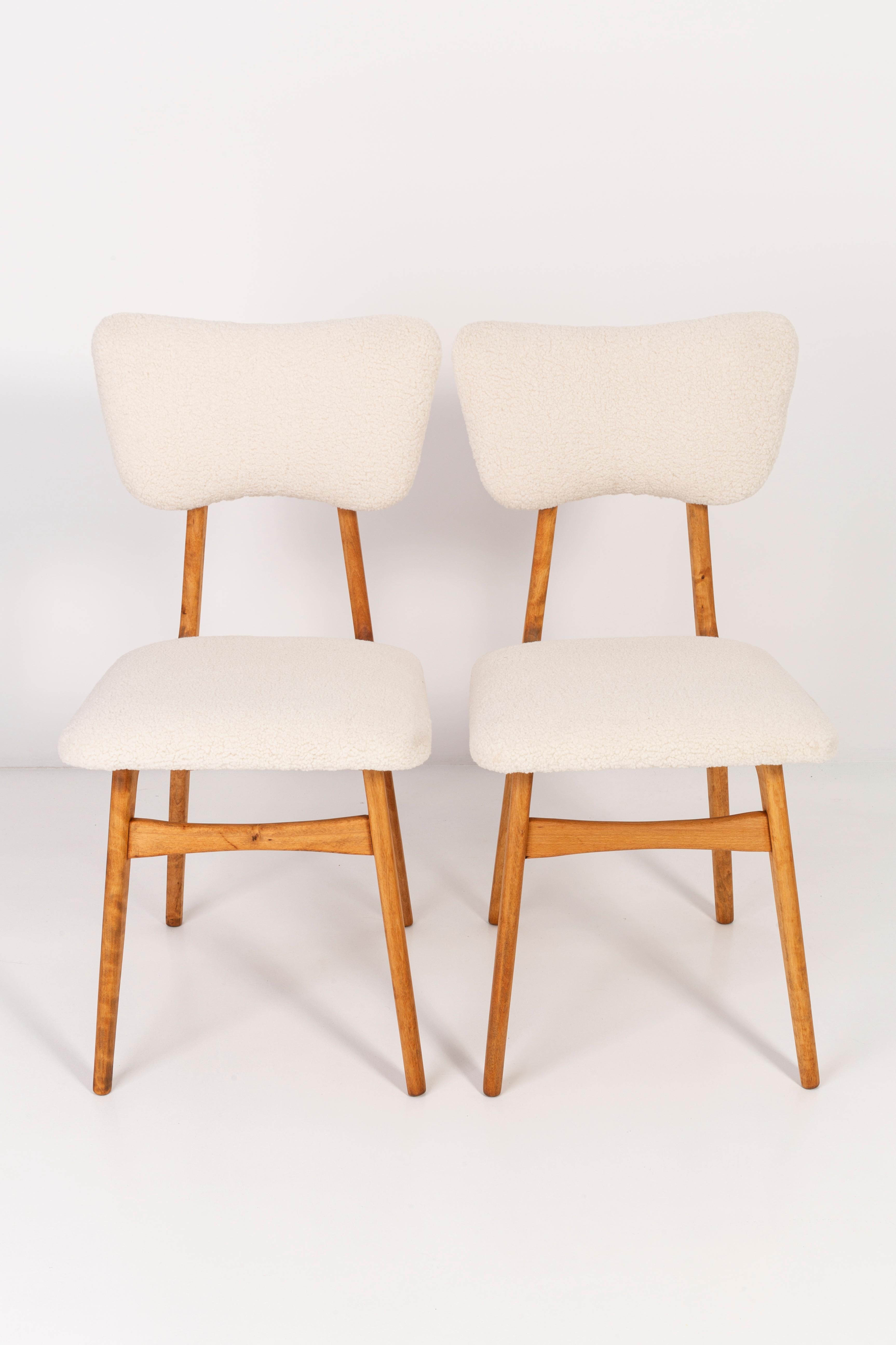 Set of Ten 20th Century Light Crème Boucle Chairs, 1960s For Sale 8