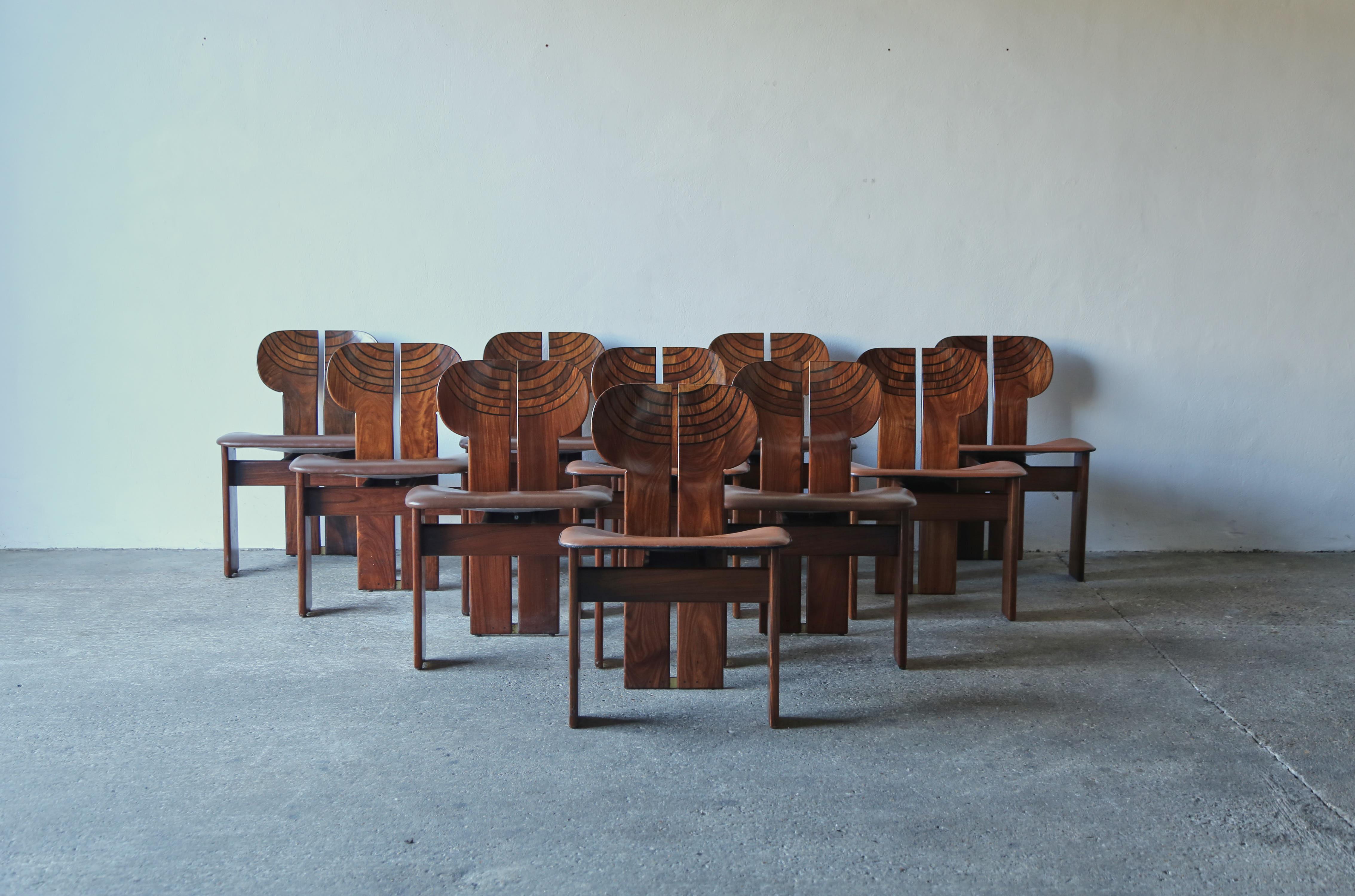 Mid-Century Modern Set of Ten Africa Chairs by Afra & Tobia Scarpa, Maxalto, Italy, 1970s For Sale