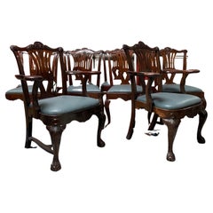 Set of Ten Antique American Carved Mahogany Chippendale Style Dining Chairs