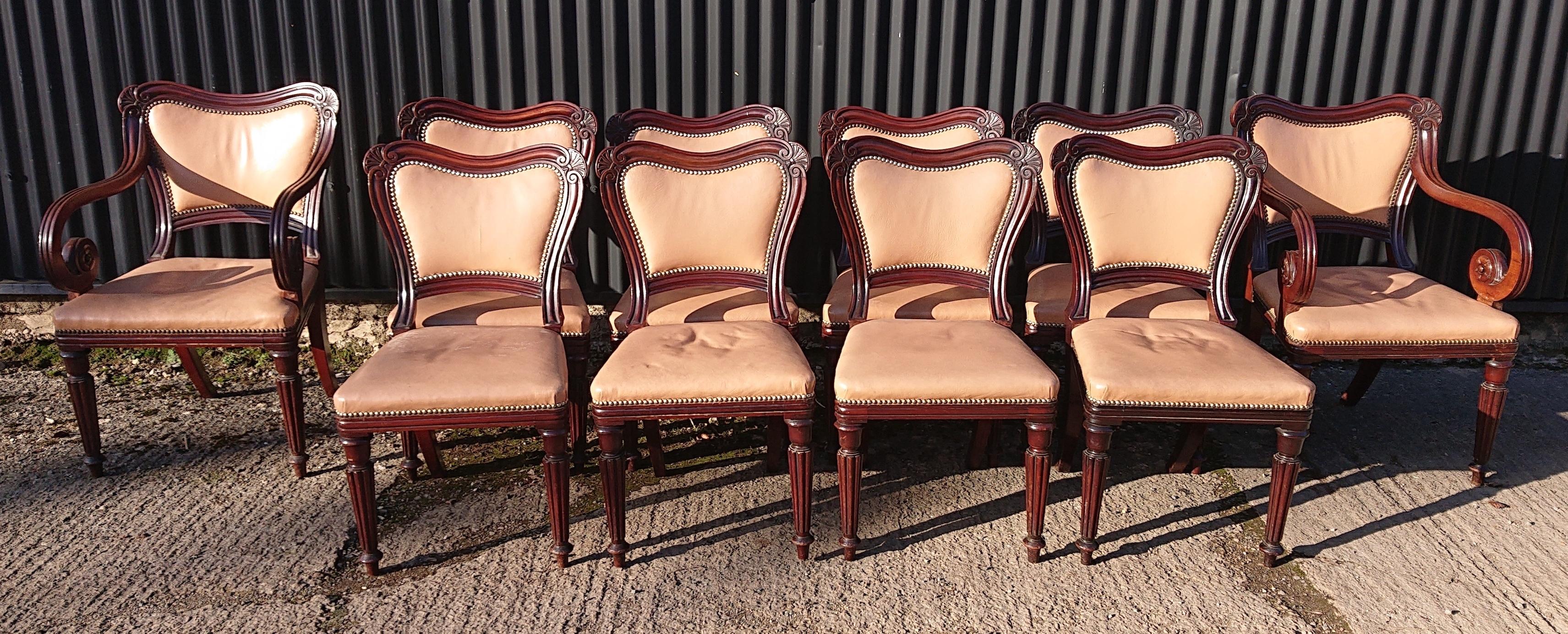 Regency Set of Ten Antique Dining Chairs by Gillow of Lancaster and London For Sale