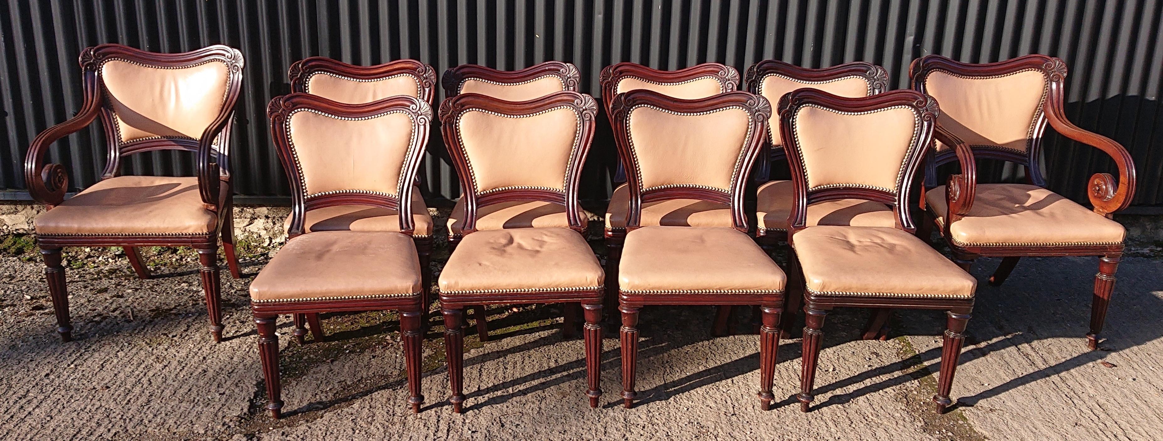 British Set of Ten Antique Dining Chairs by Gillow of Lancaster and London For Sale